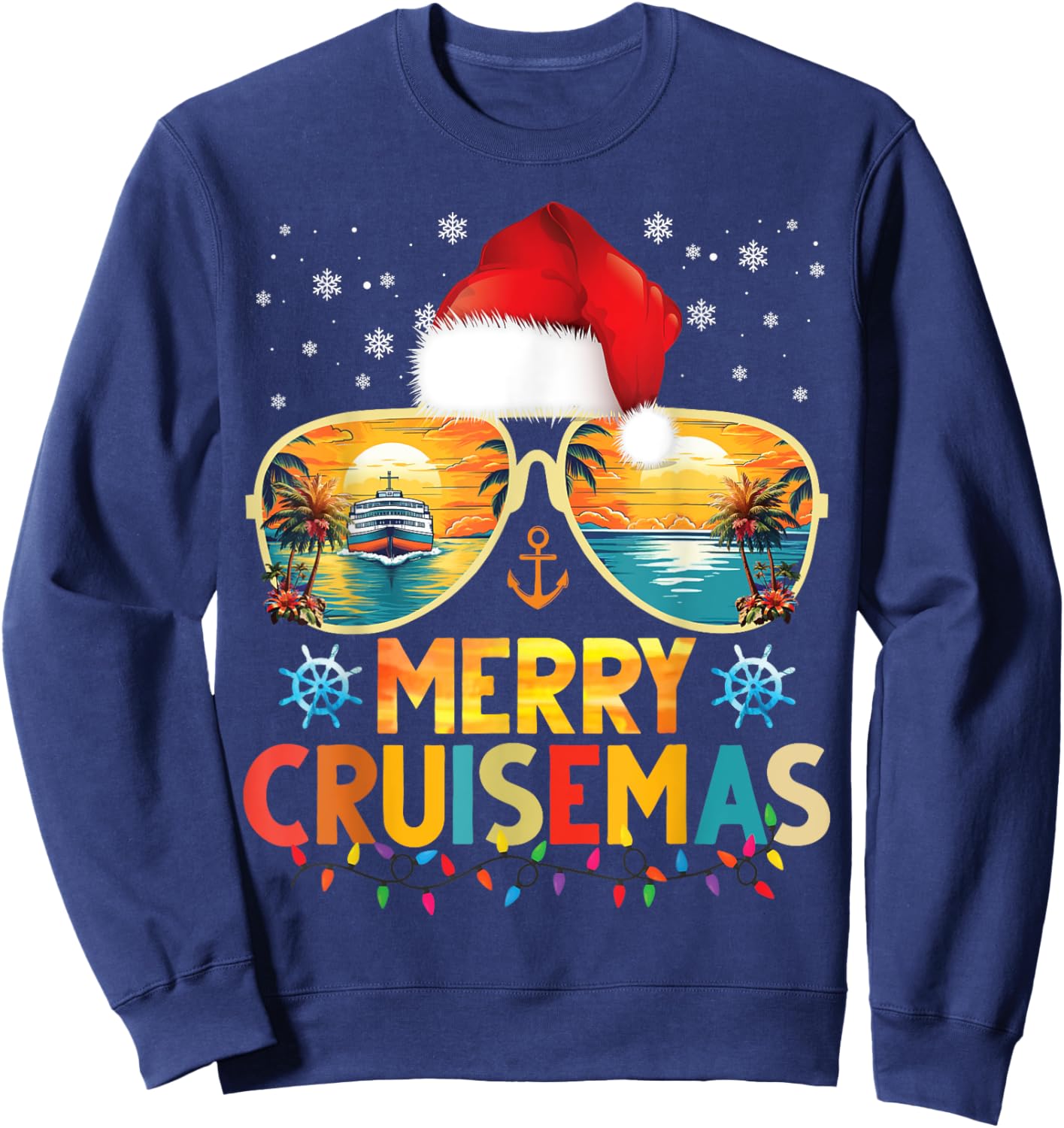 Merry Cruisemas Santa Hat Retro Cruise Ship Christmas Cruise Sweatshirt - Sweatshirt | Navy