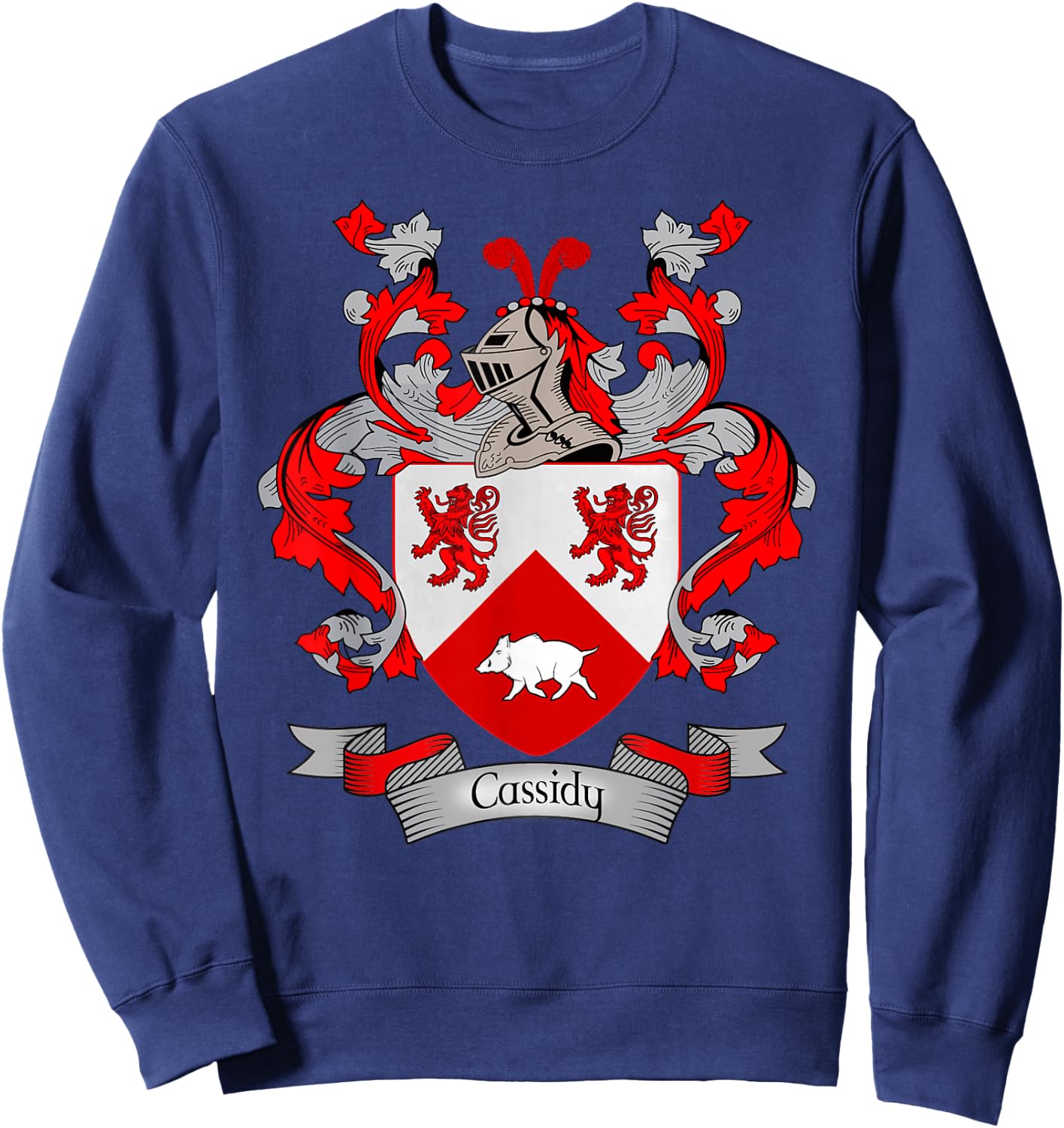 Cassidy Coat of Arms | Cassidy Surname Family Crest Sweatshirt - Sweatshirt | Navy