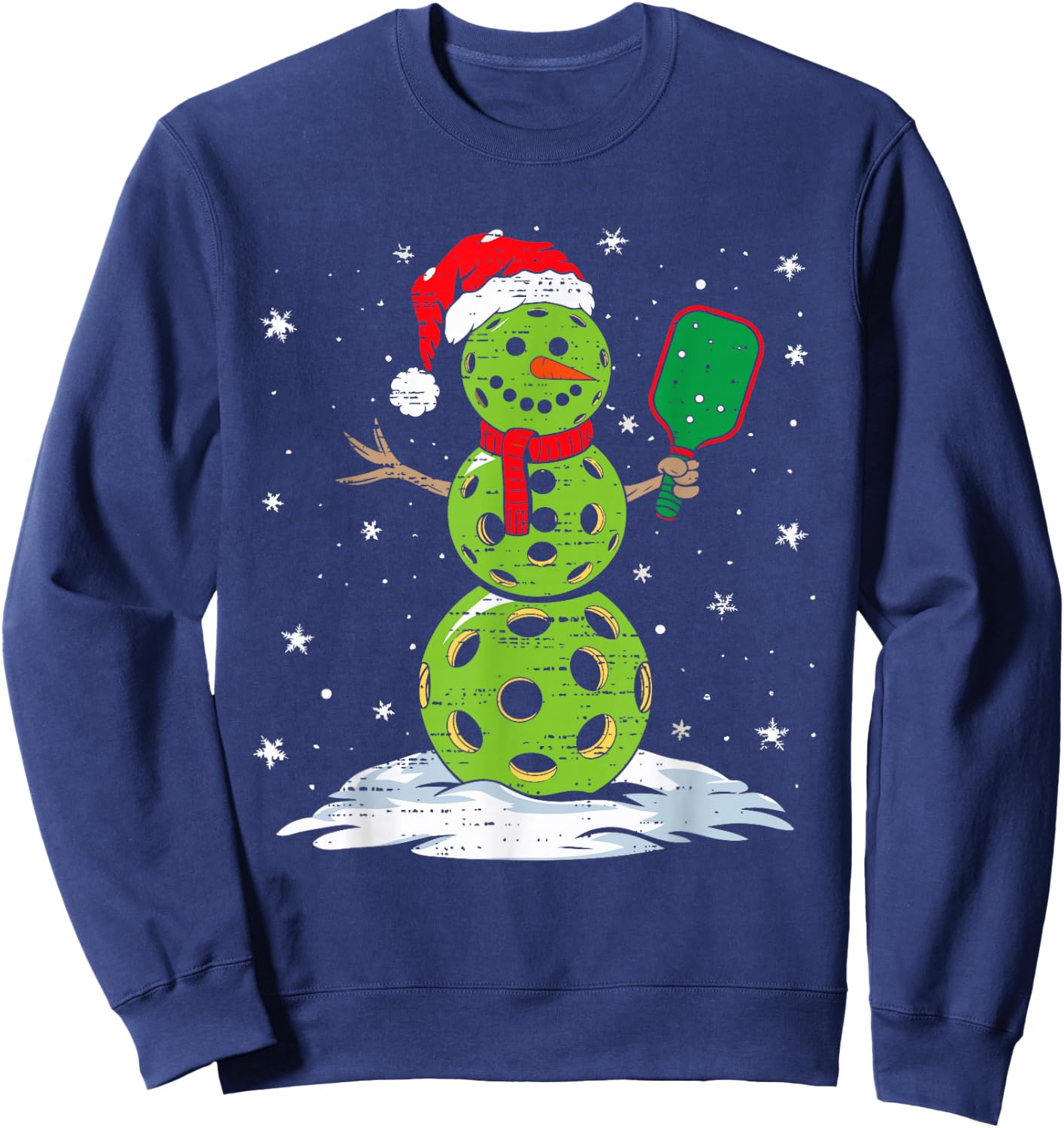 Christmas Pickleball Snowman Xmas Santa Hat Kids Sweatshirt - Sweatshirt | Navy