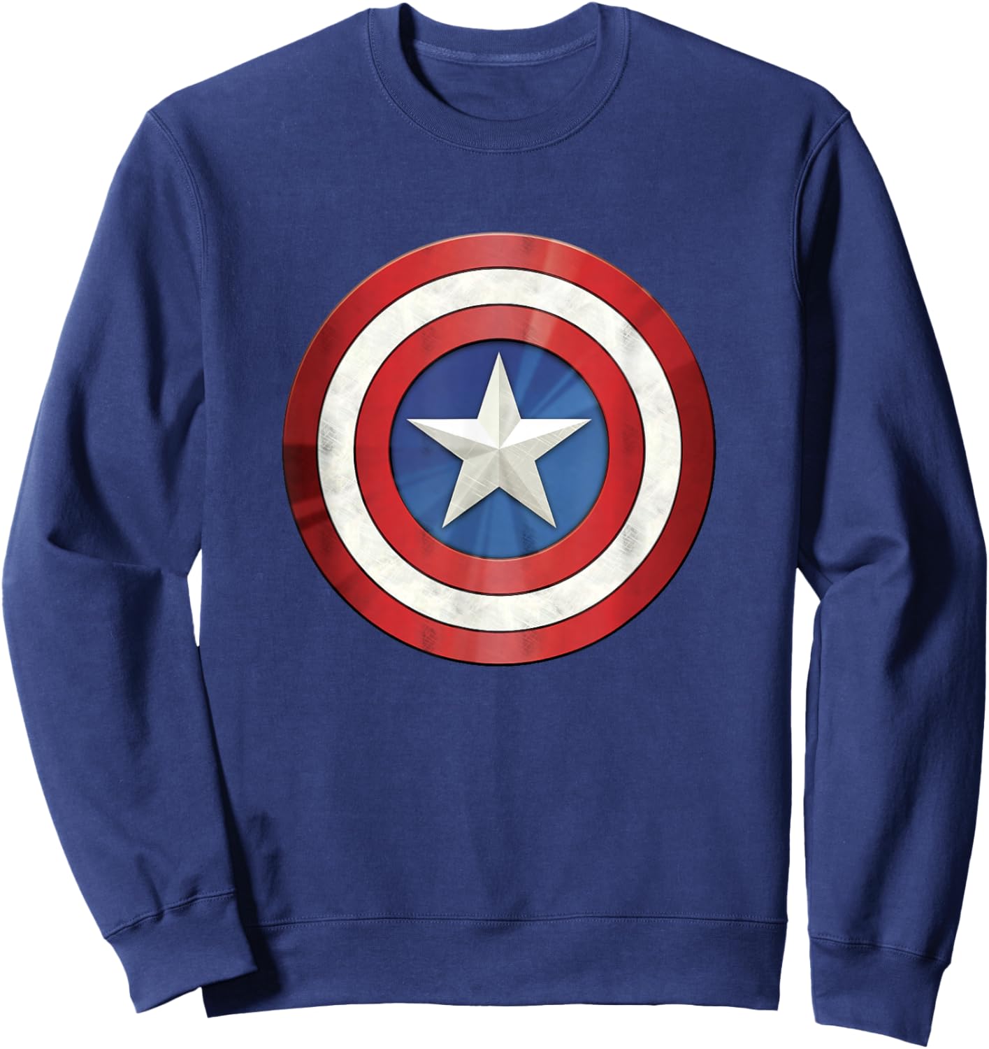 Marvel Comics Classic Distressed Captain America Shield Sweatshirt - Sweatshirt | Navy