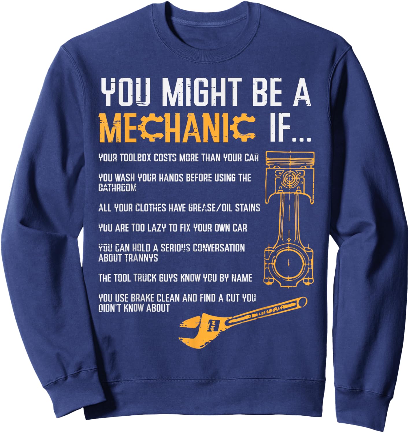 You Might Be A Mechanic If Funny Car Auto Engine Garage Men Sweatshirt - Sweatshirt | Navy