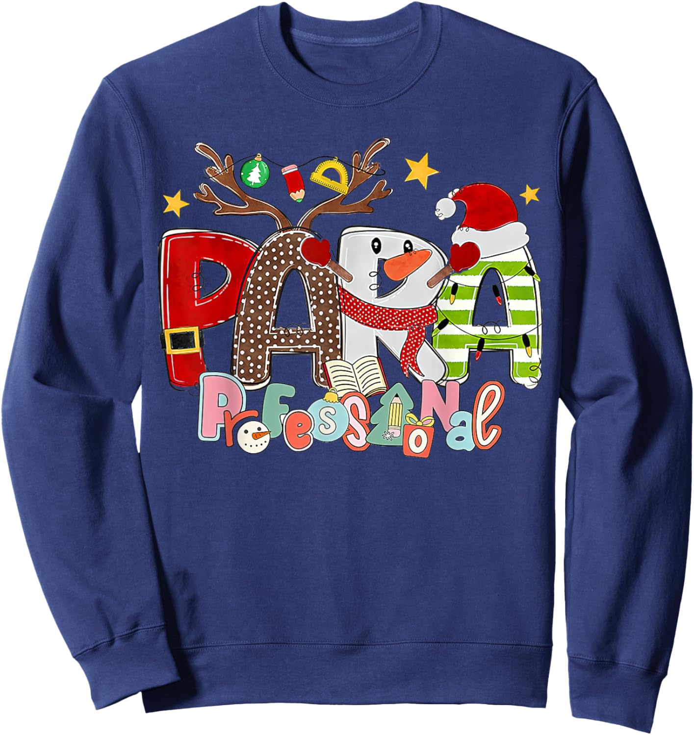 Paraprofessional, Para Squad, Christmas Para Teacher Aide Sweatshirt - Sweatshirt | Navy