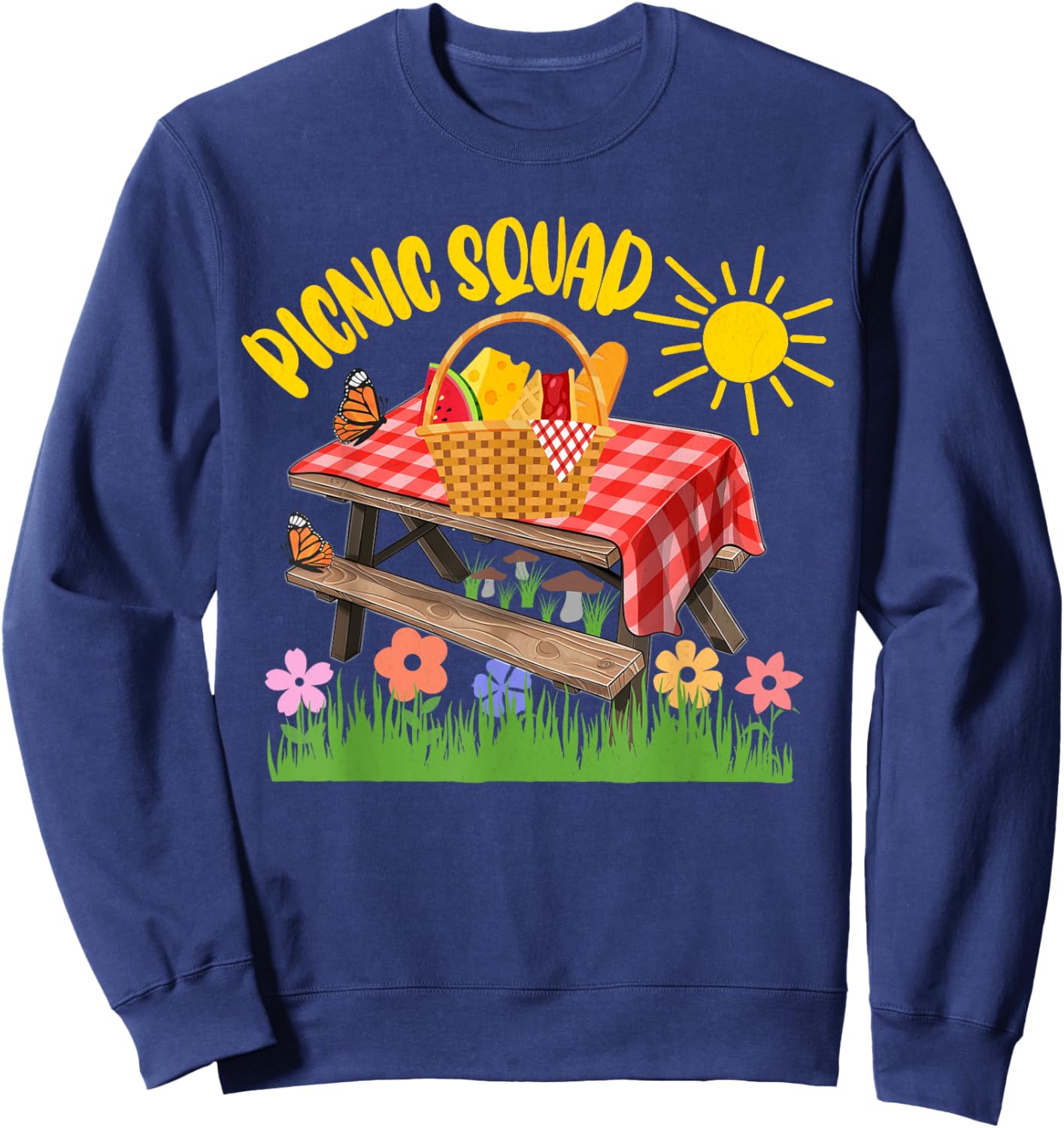 Picnic Squad, Picnic Table, Picnic Birthday Party Summer Men Women Girls Kids Sweatshirt - Sweatshirt | Navy