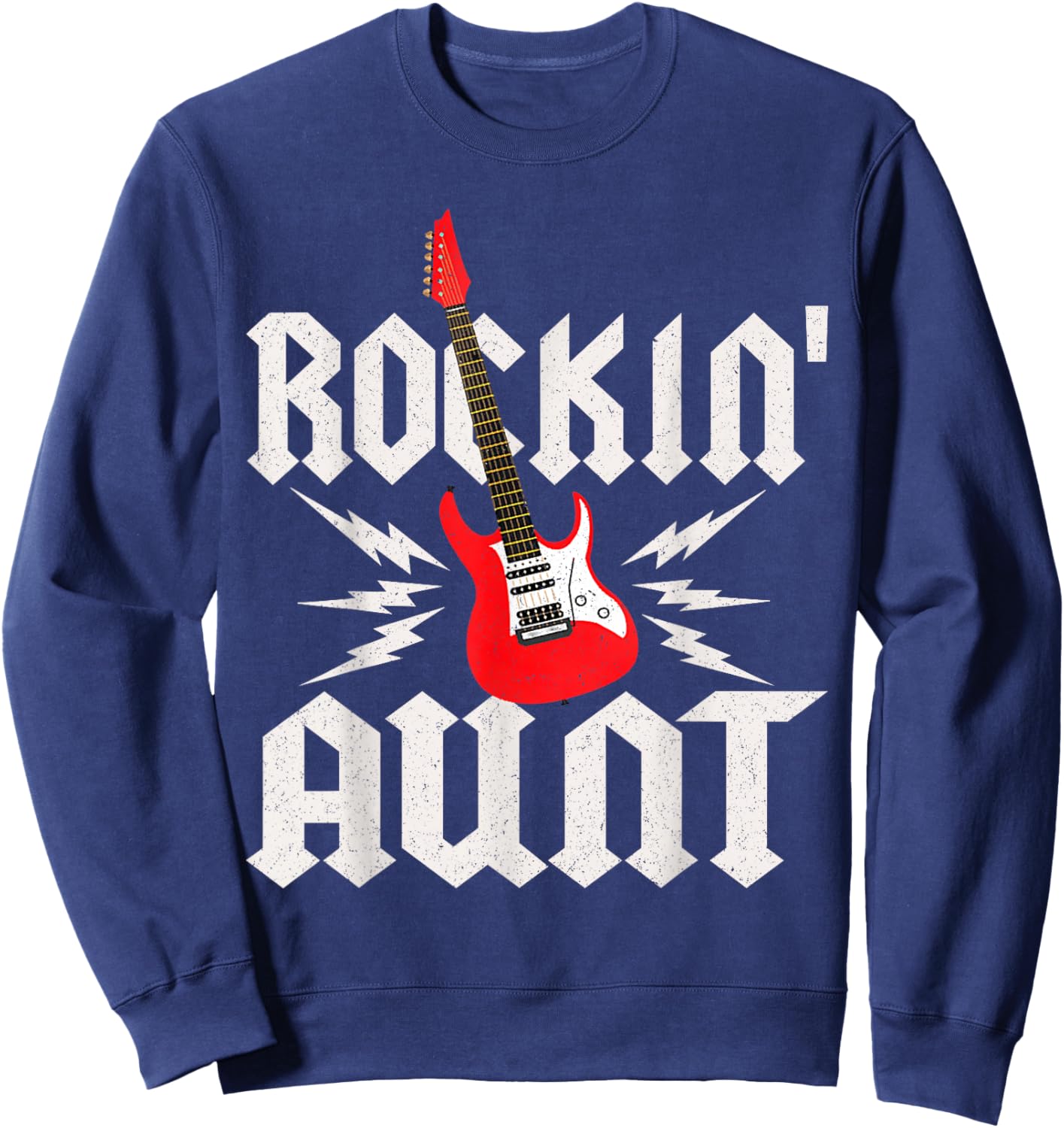Aunt Rockin One Birthday Family Matching Rock Guitar Sweatshirt - Sweatshirt | Navy
