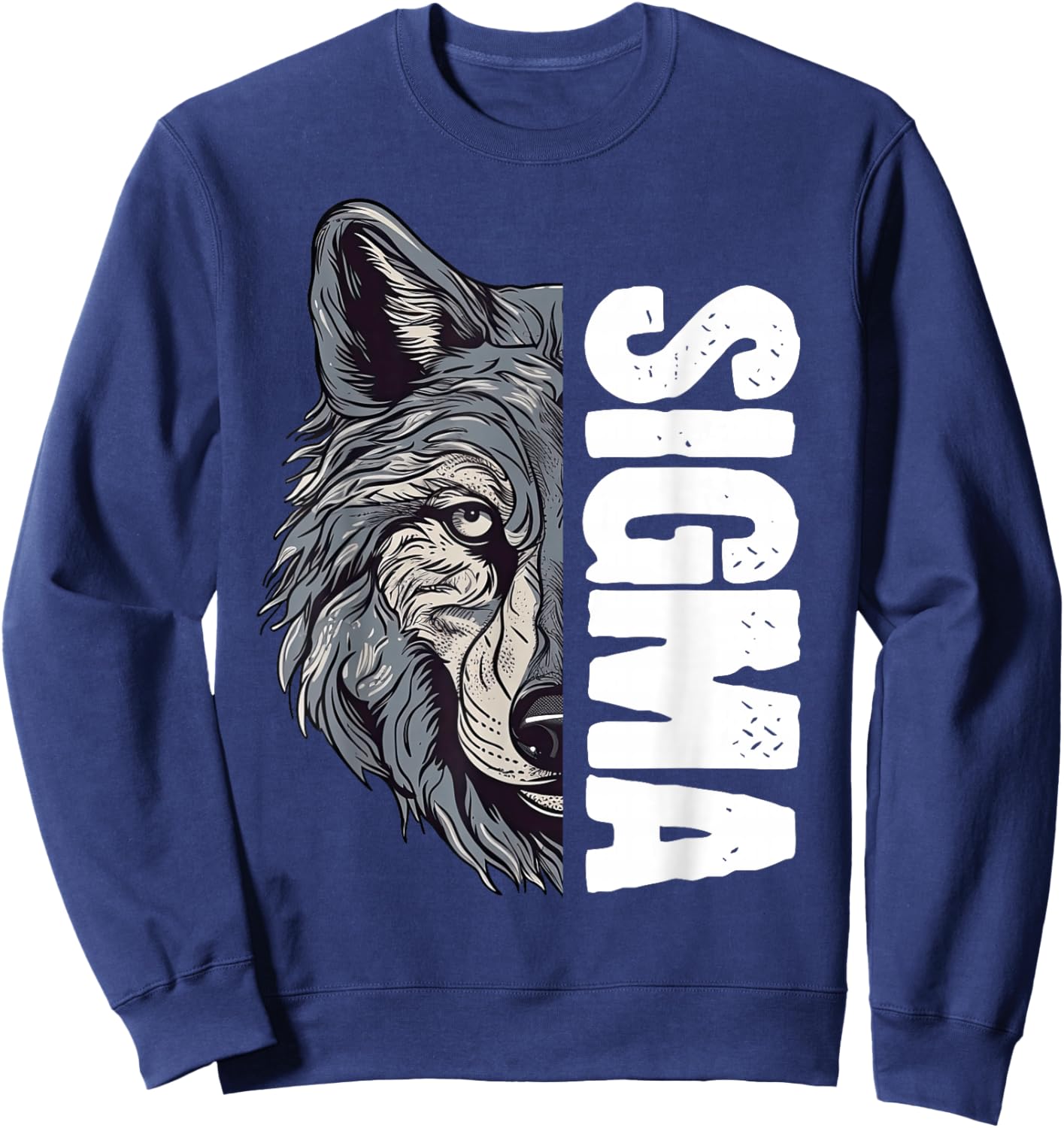 Sigma Male Lone Individualist Wolf Sweatshirt - Sweatshirt | Navy