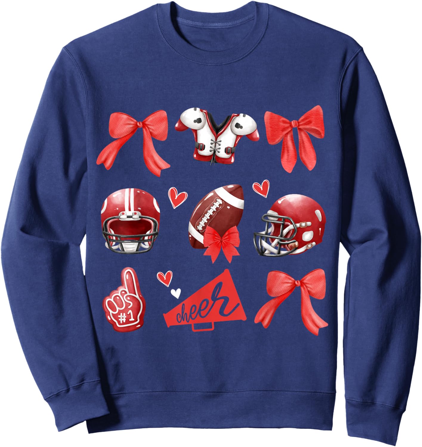 Cheer Football Mom Coquette Bow Game Mom Women Girls Kids Sweatshirt - Sweatshirt | Navy