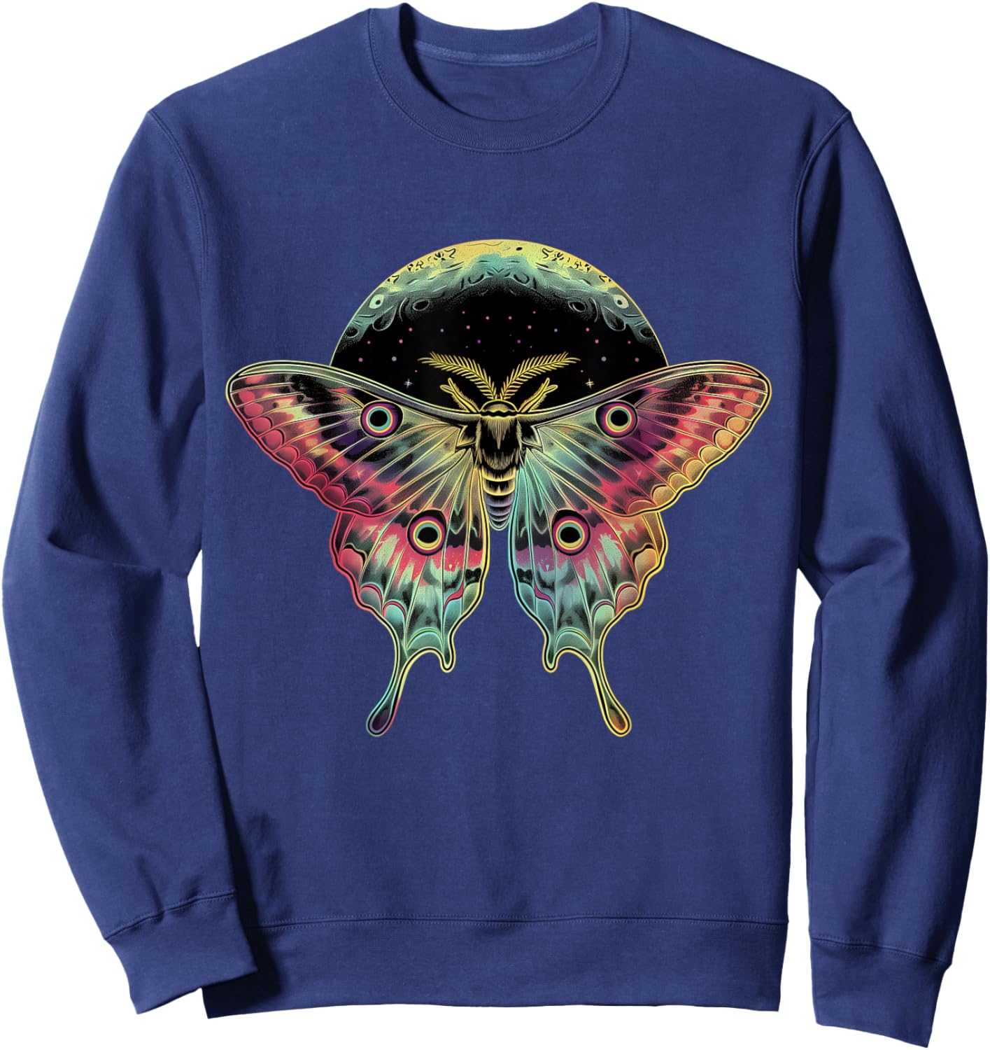 Moon Butterfly Occult Goth Art Gothic Vintage Sweatshirt - Sweatshirt | Navy