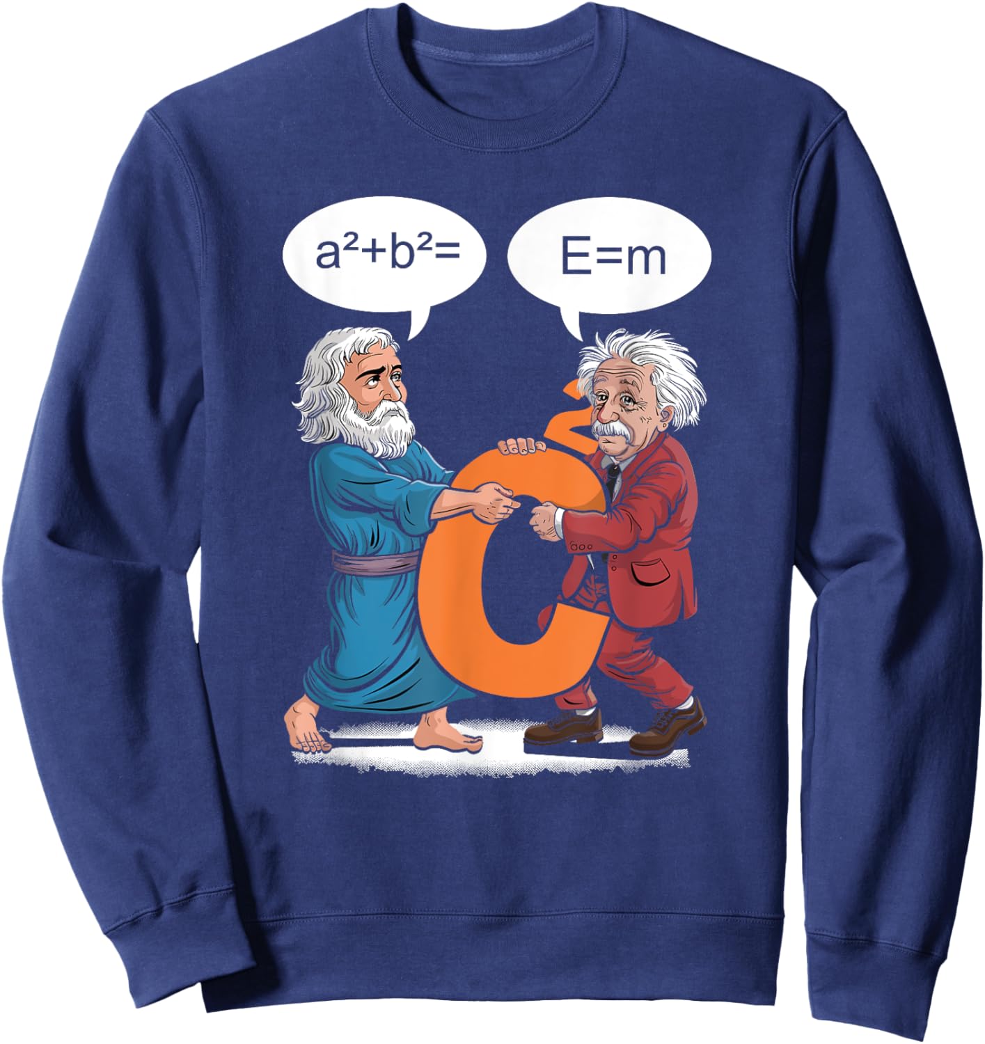 Funny Geek Outfit Nerd Costume Pythagoras vs Einstein Sweatshirt - Sweatshirt | Navy