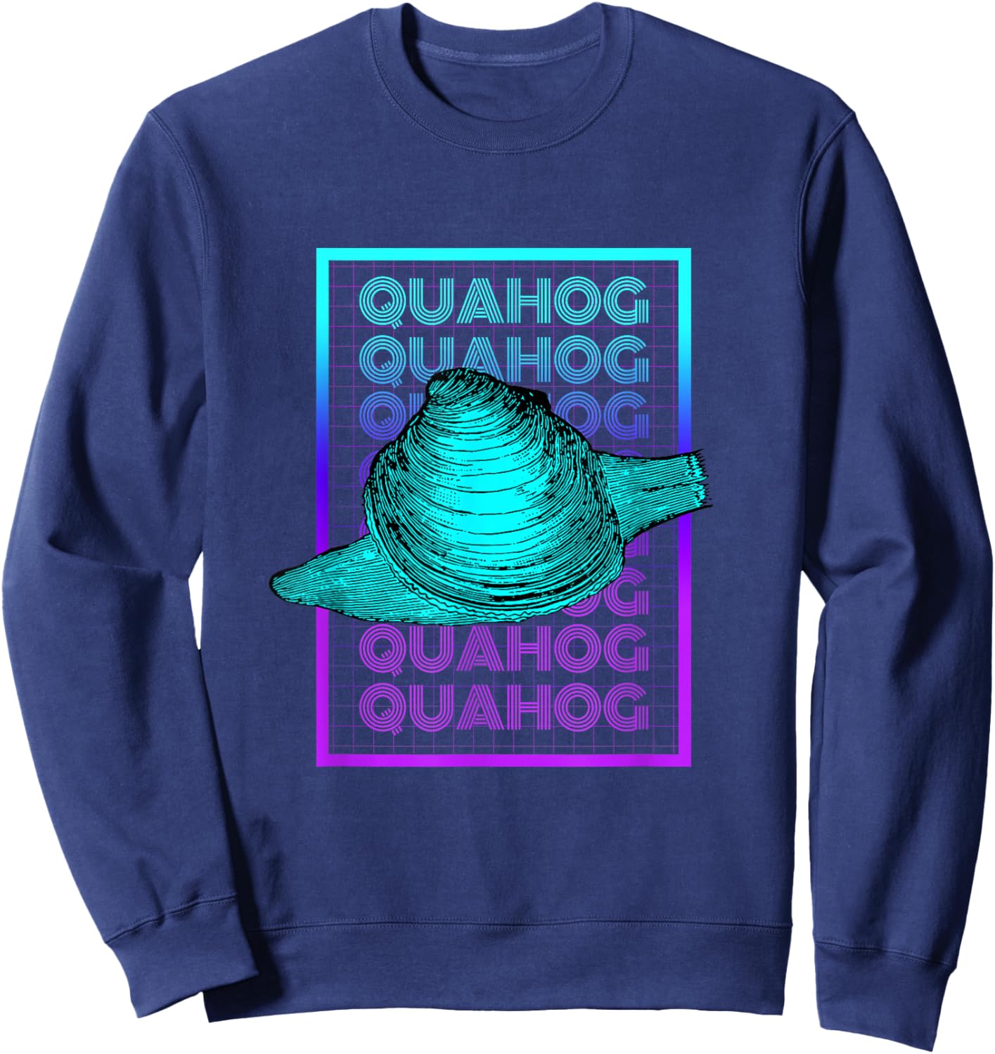 Quahog Shellfish Vintage Retro Quahog Sweatshirt - Sweatshirt | Navy