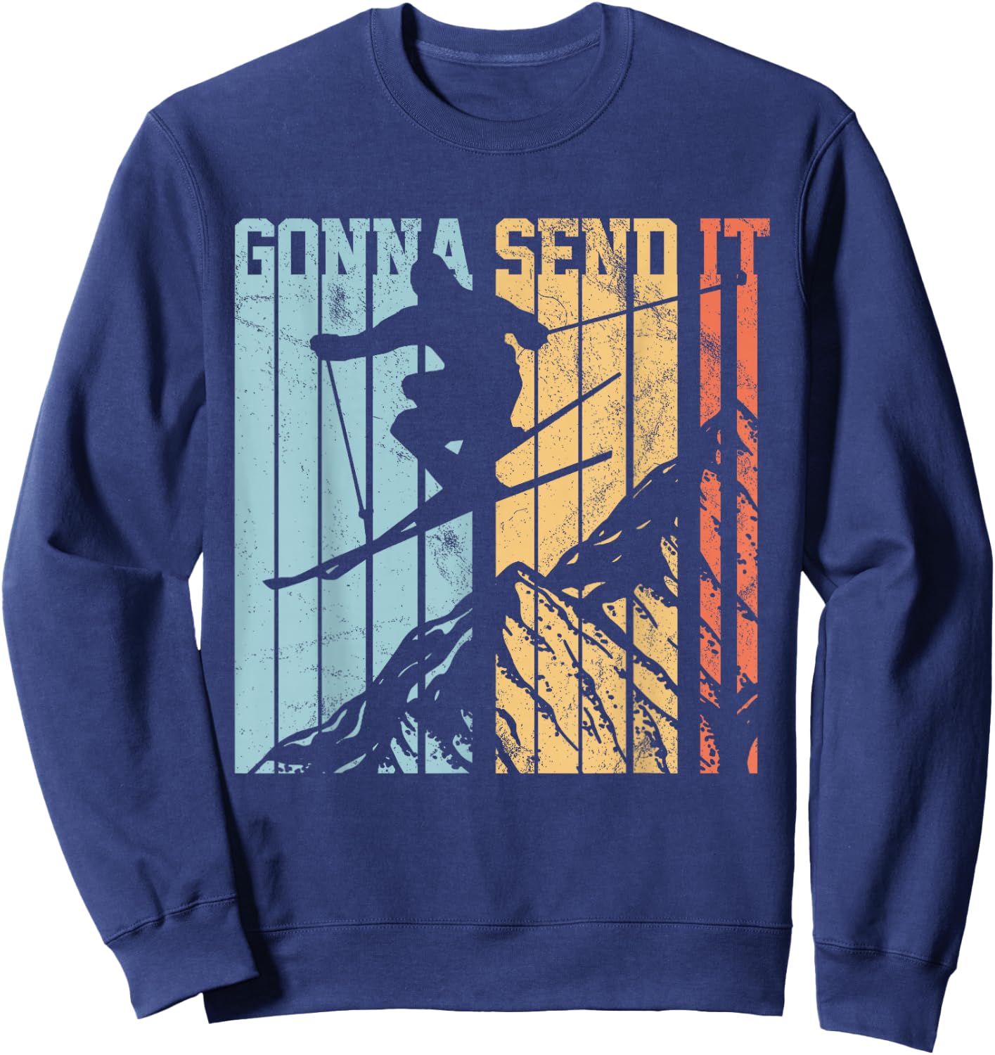Ski Gonna Send It Vintage Freestyle Skiing Gift Sweatshirt - Sweatshirt | Navy