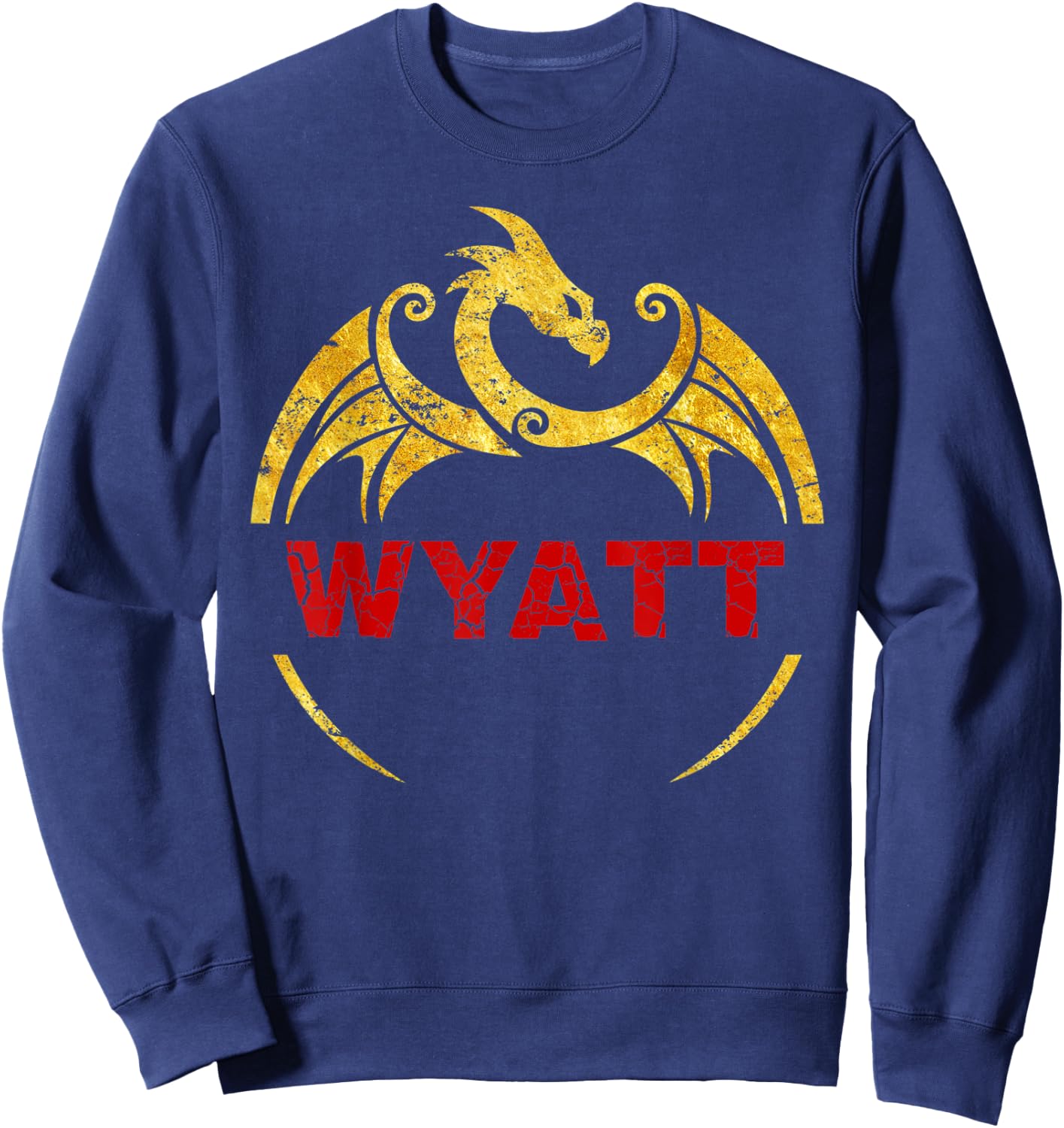 Wyatt Name Shirt Dragon Personalized Birthday Gift Sweatshirt - Sweatshirt | Navy