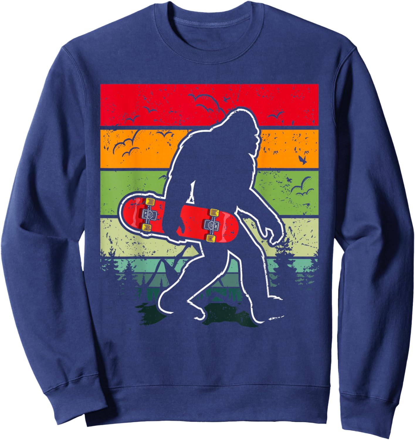 Longboard Bigfoot Skateboard & Sasquatch Fans Boys Sweatshirt - Sweatshirt | Navy