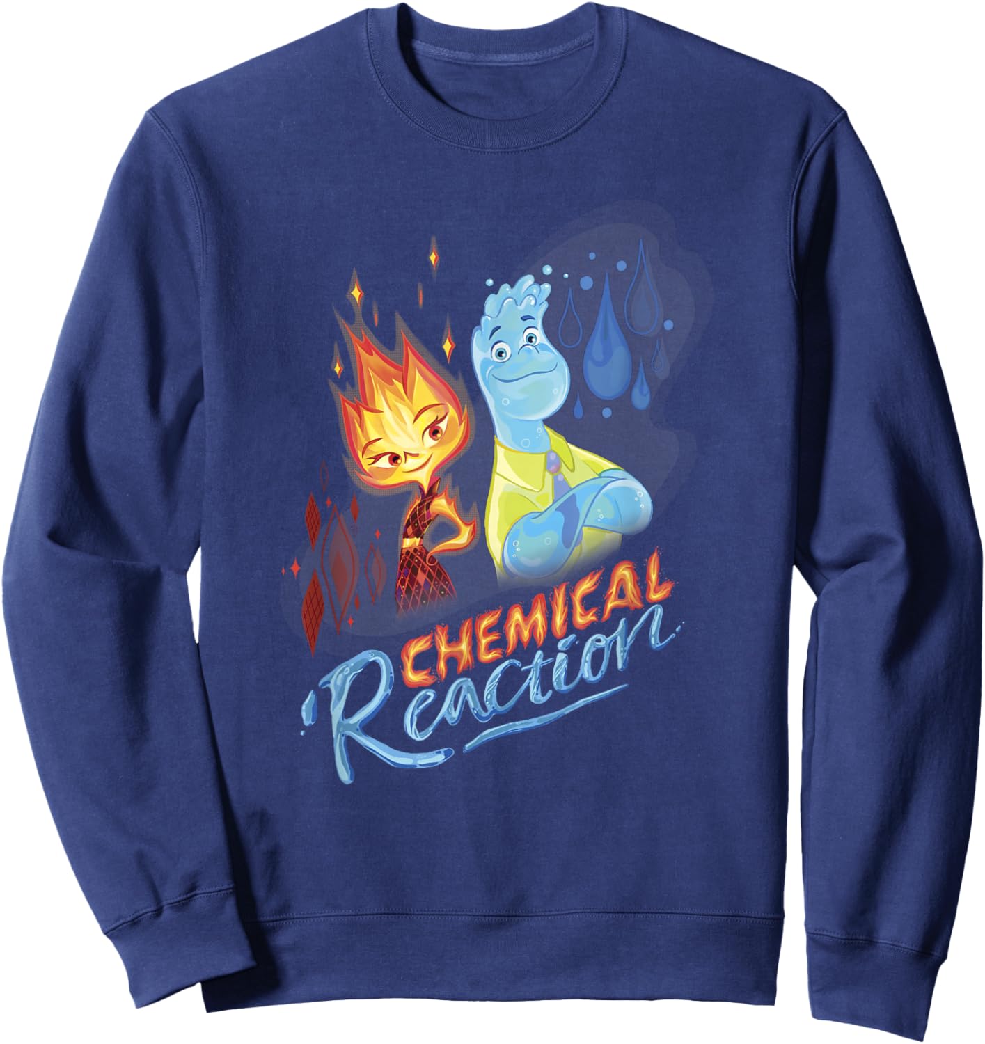 Disney Pixar Elemental Chemical Reaction Ember & Wade Shot Sweatshirt - Sweatshirt | Navy