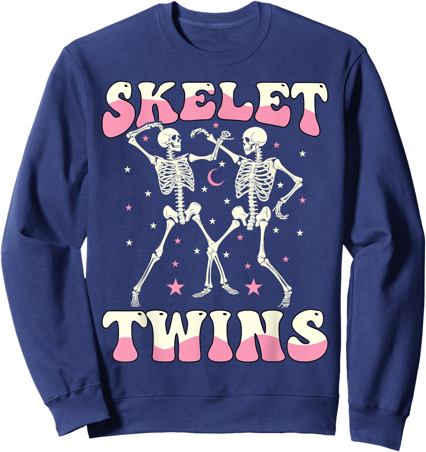 Skeletwins Dancing Skeletons Matching Halloween Twin Girls Sweatshirt - Sweatshirt | Navy