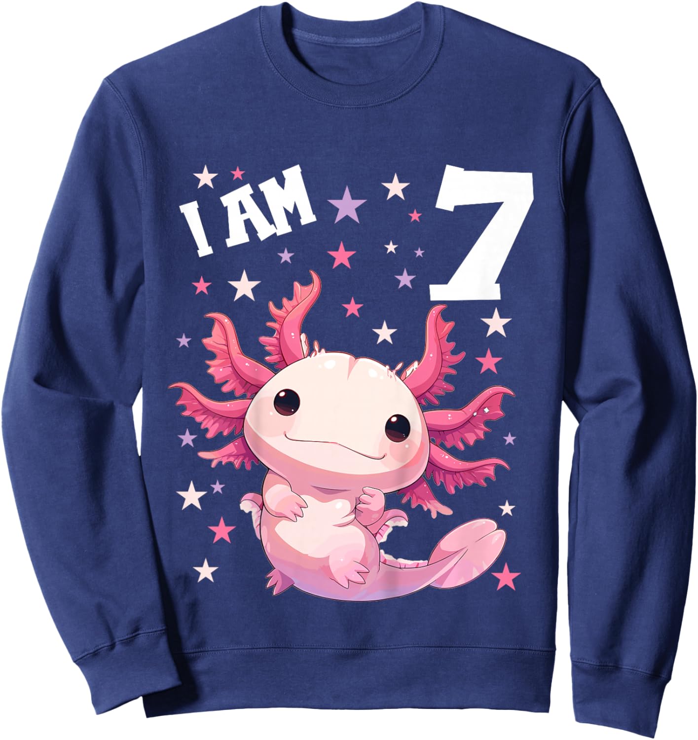 Kinder 7 Jahre alt Axolotl 7. Geburtstag Sweatshirt - Sweatshirt | Navy