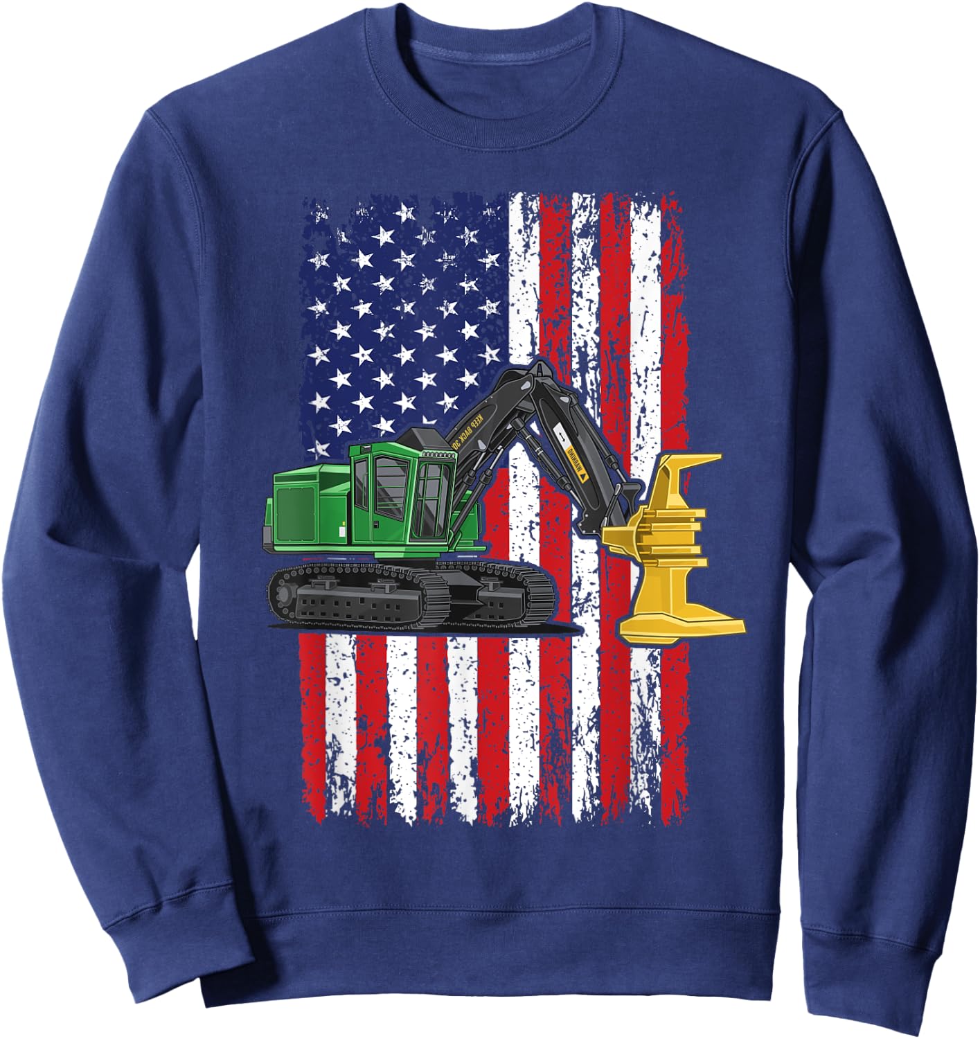 Feller Buncher Operator Machine 4th of July Men Women Logger Sweatshirt - Sweatshirt | Navy