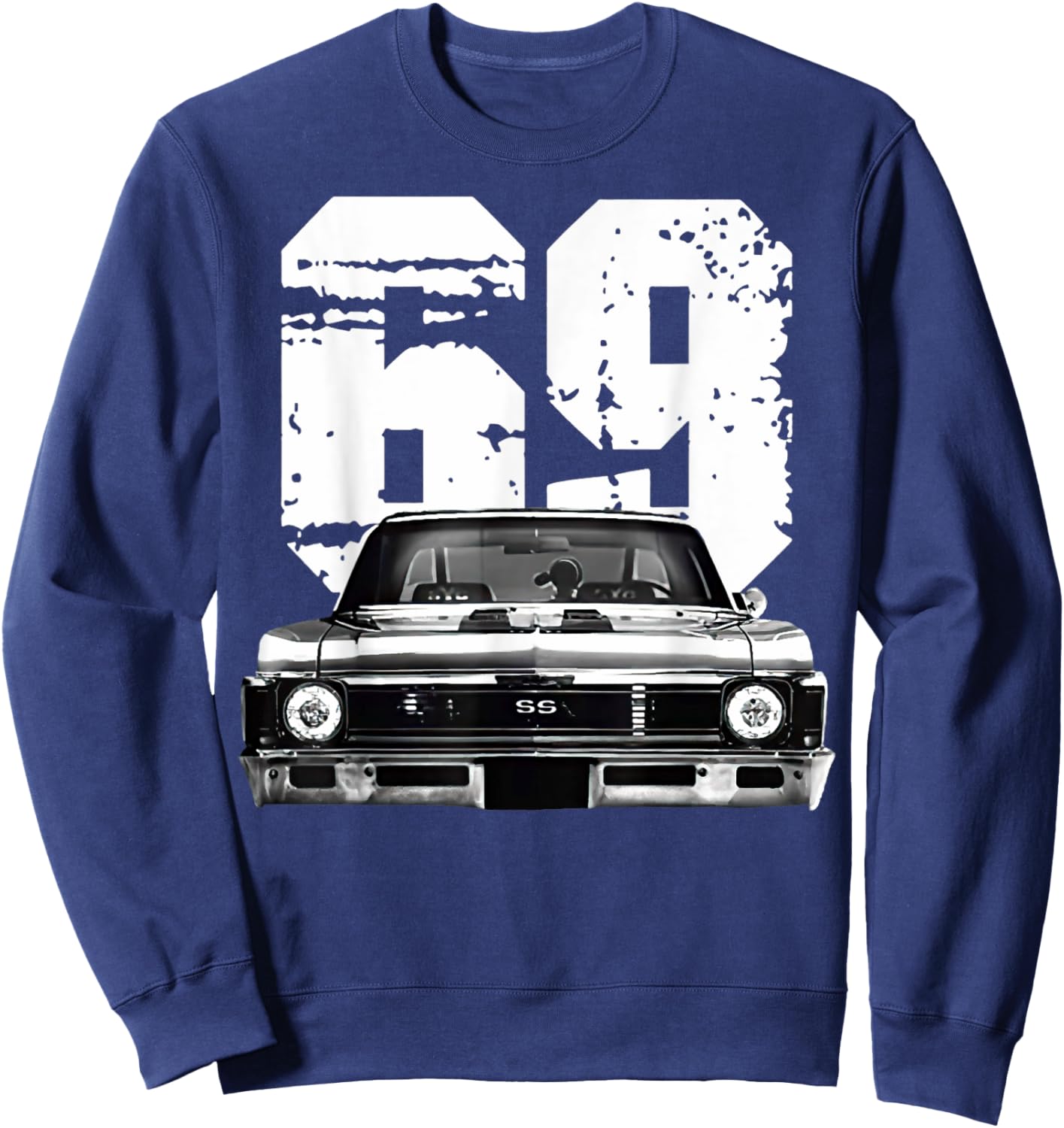 1969 69 Chevys Nova 2 Classic Car Old School Muscle Car Sweatshirt - Sweatshirt | Navy