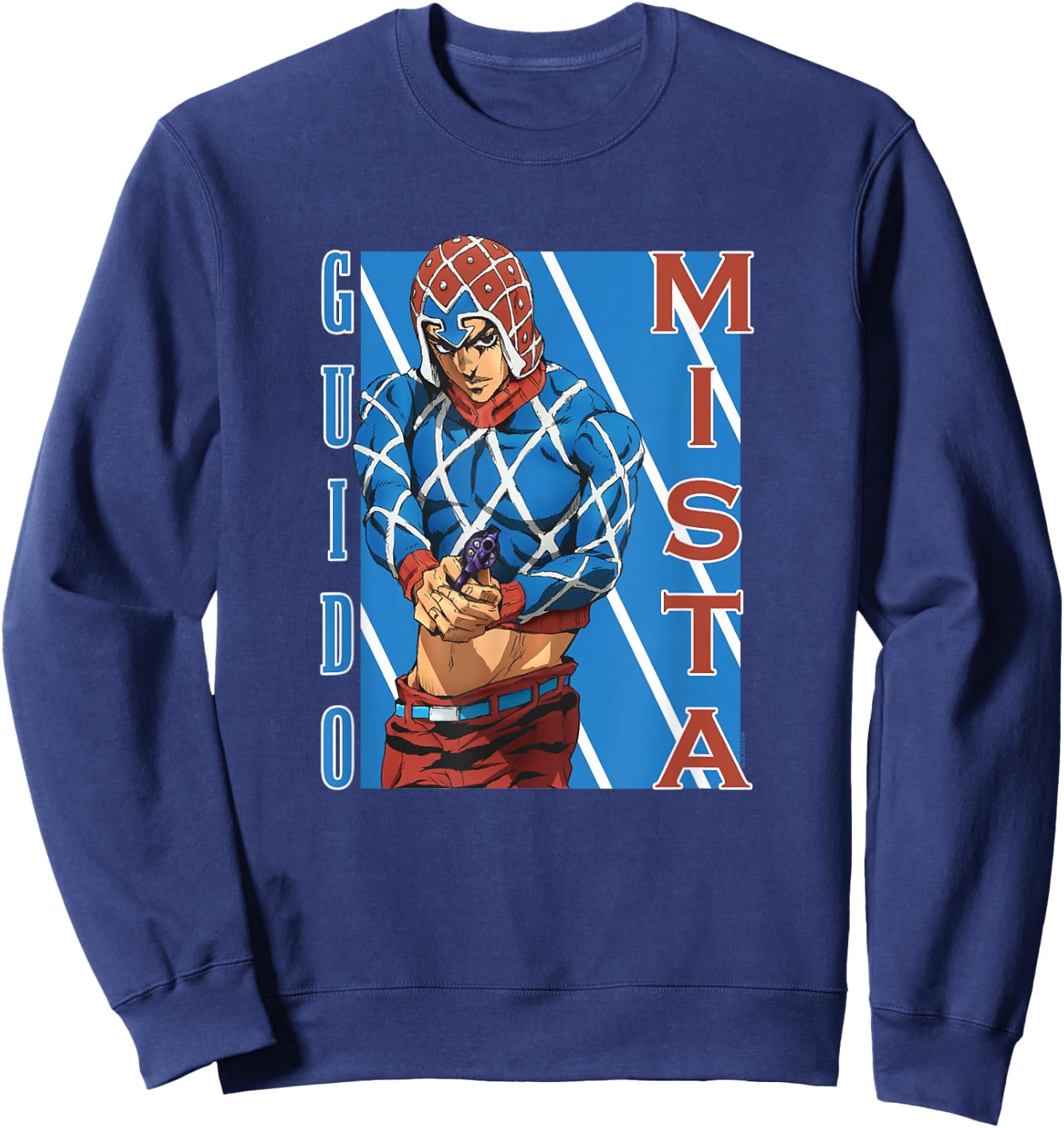 JoJo Part 5 Golden Wind Guido Mista Six Bullets Pose Anime Sweatshirt - Sweatshirt | Navy
