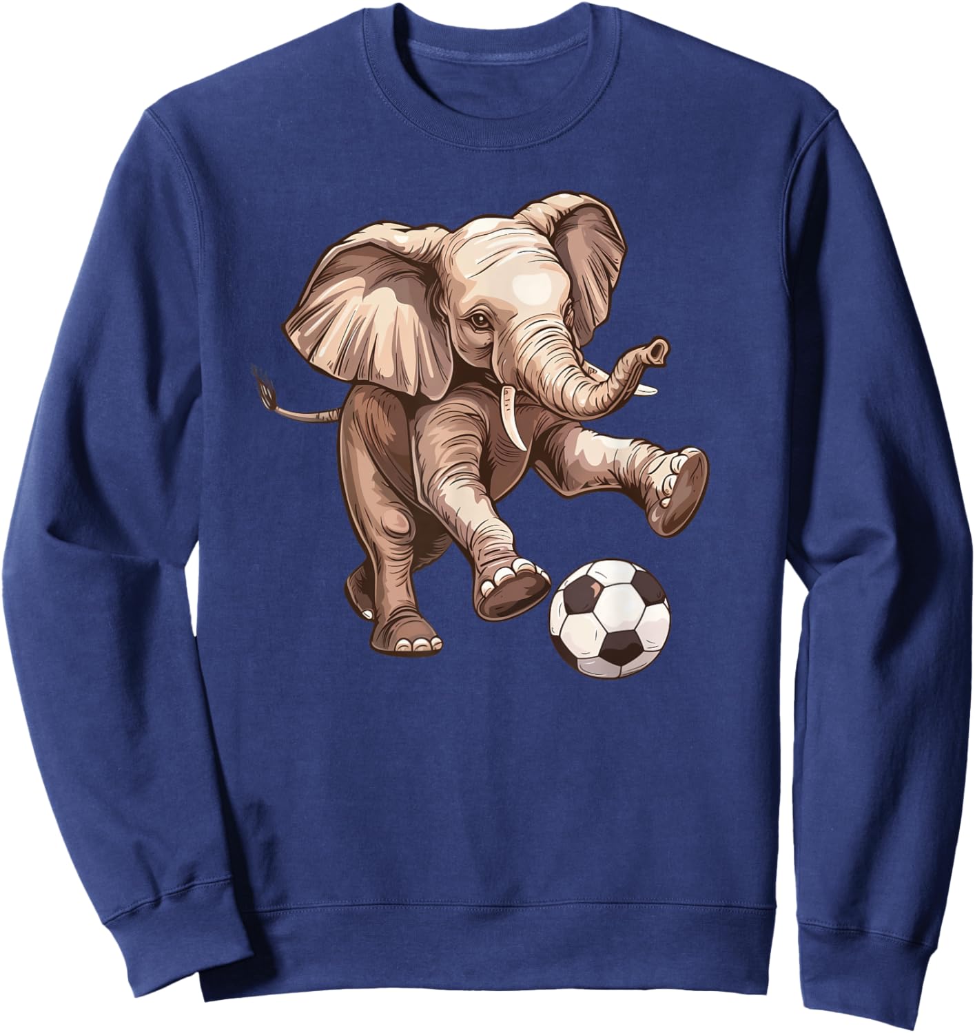 Elephant Playing Soccer - Cute Futbol Playing Elephant Sweatshirt - Sweatshirt | Navy