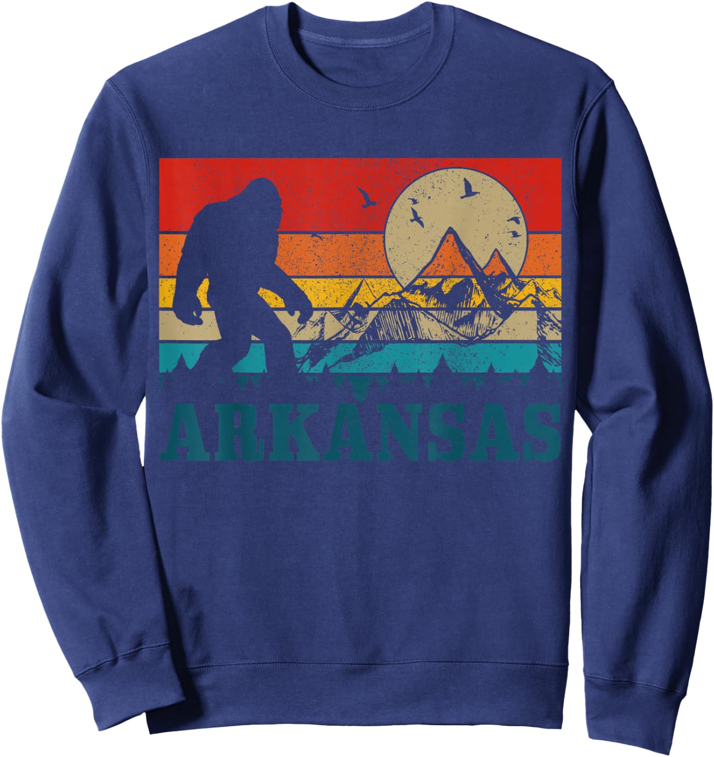 Arkansas Bigfoot Vintage Mountains Hiking Camping Gift Sweatshirt - Sweatshirt | Navy