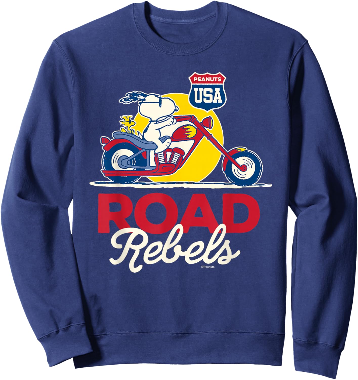 Peanuts - Snoopy Woodstock Motorcycle Road Rebels Sweatshirt - Sweatshirt | Navy