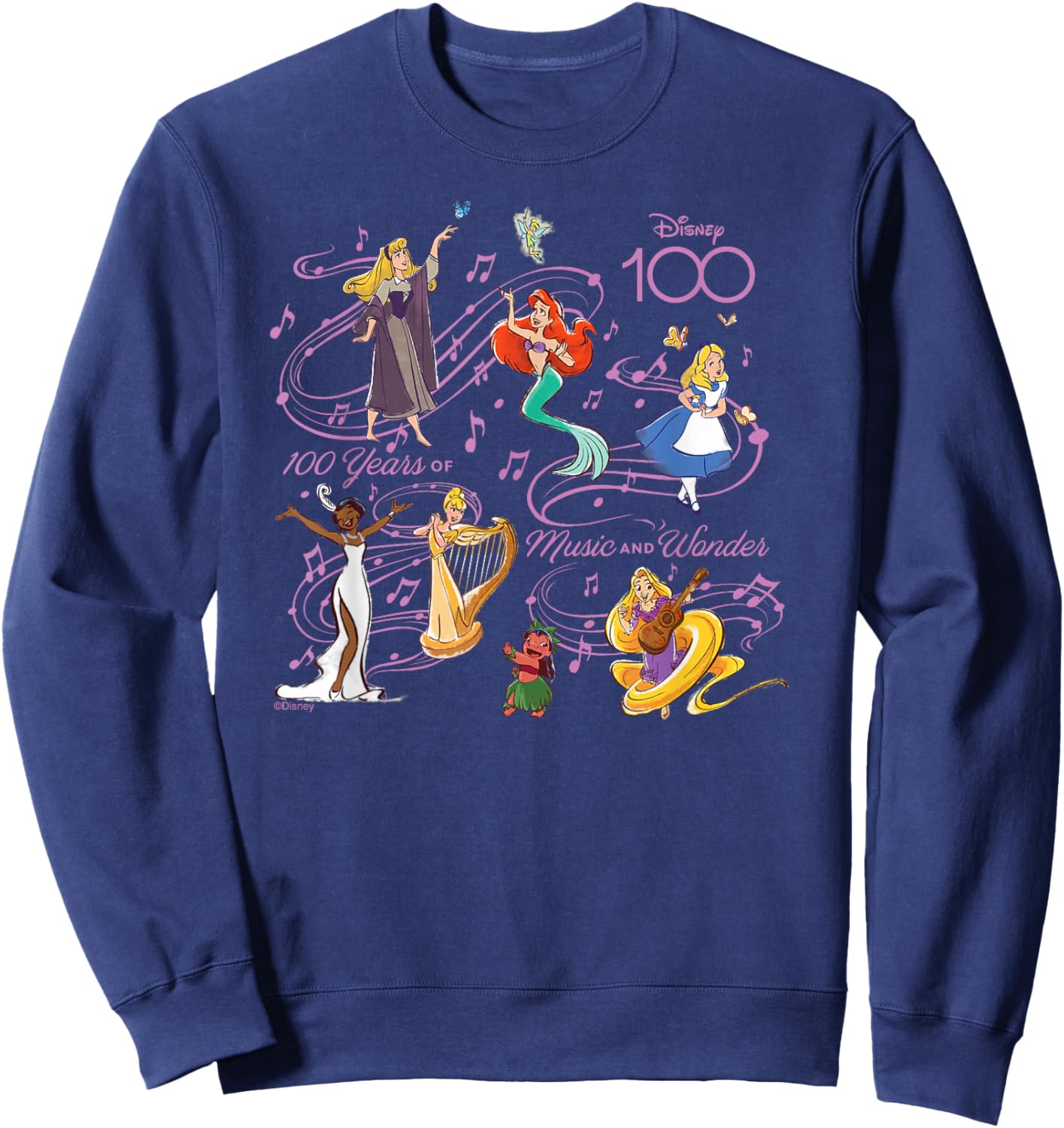 Disney 100 Years of Music and Wonder Princess Songs D100 Sweatshirt - Sweatshirt | Navy