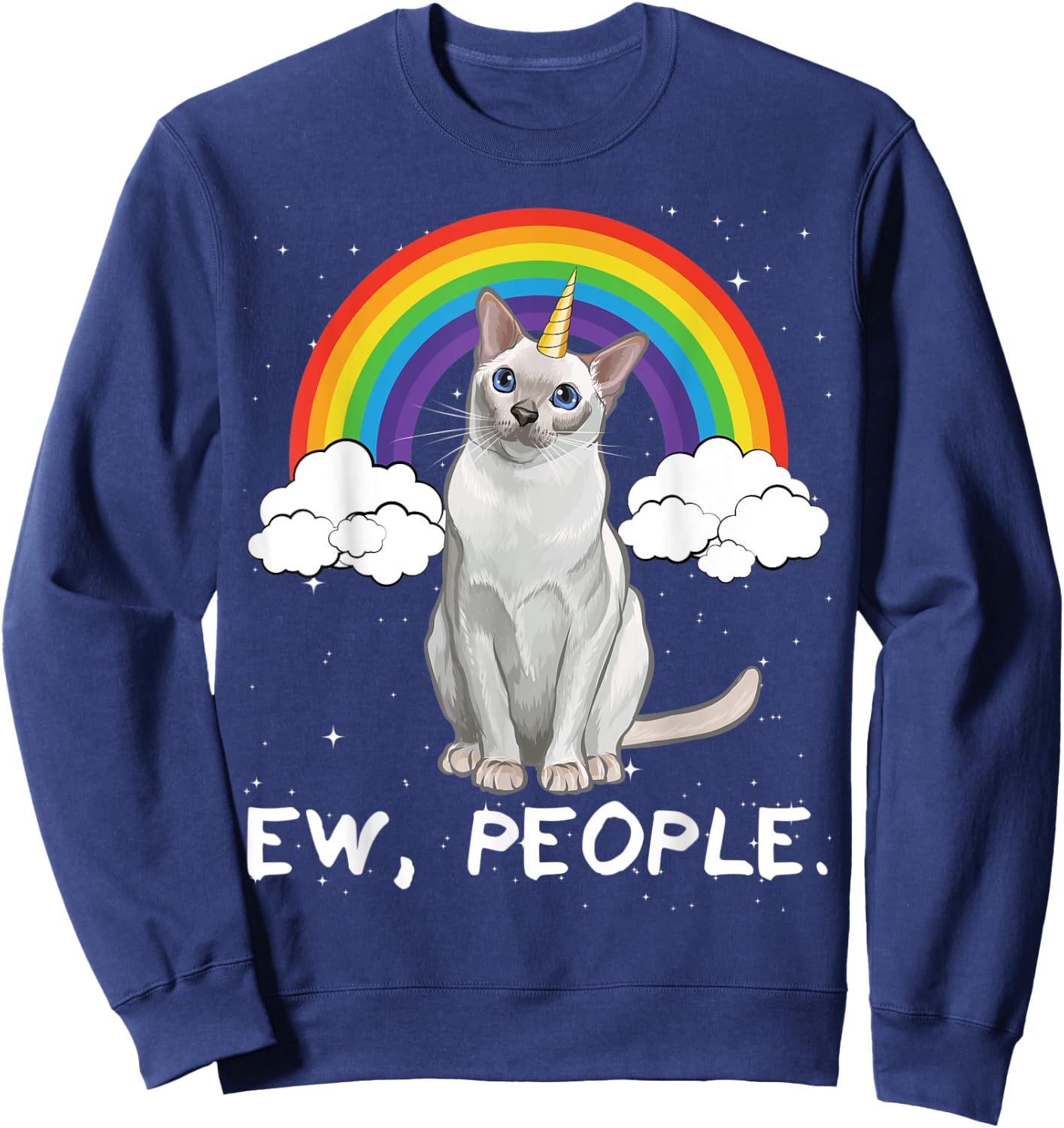 Rainbow Tonkinese Ew People Unicorn Cat Women Kids Sweatshirt - Sweatshirt | Navy