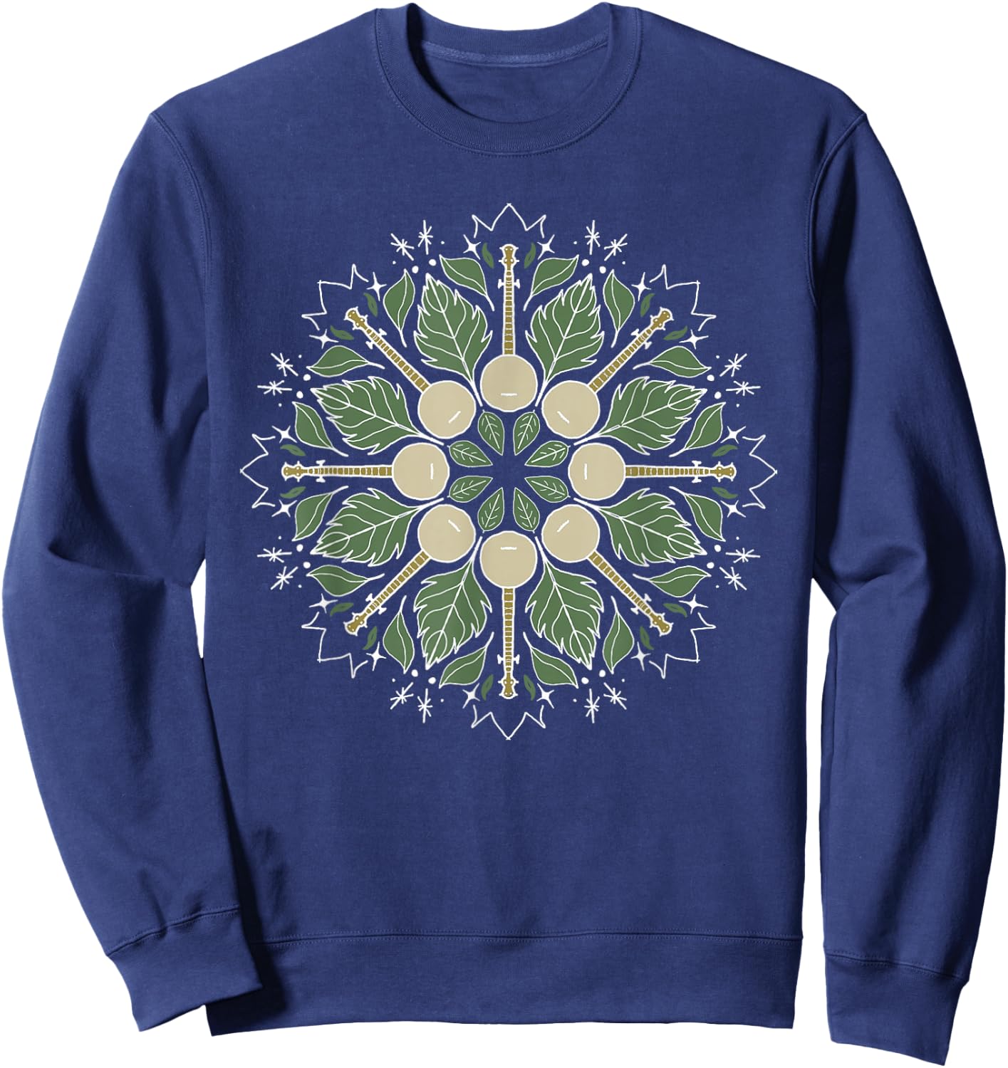 Banjo Mandala Bluegrass, Mindfulness & Nature Graphic Small Sweatshirt - Sweatshirt | Navy