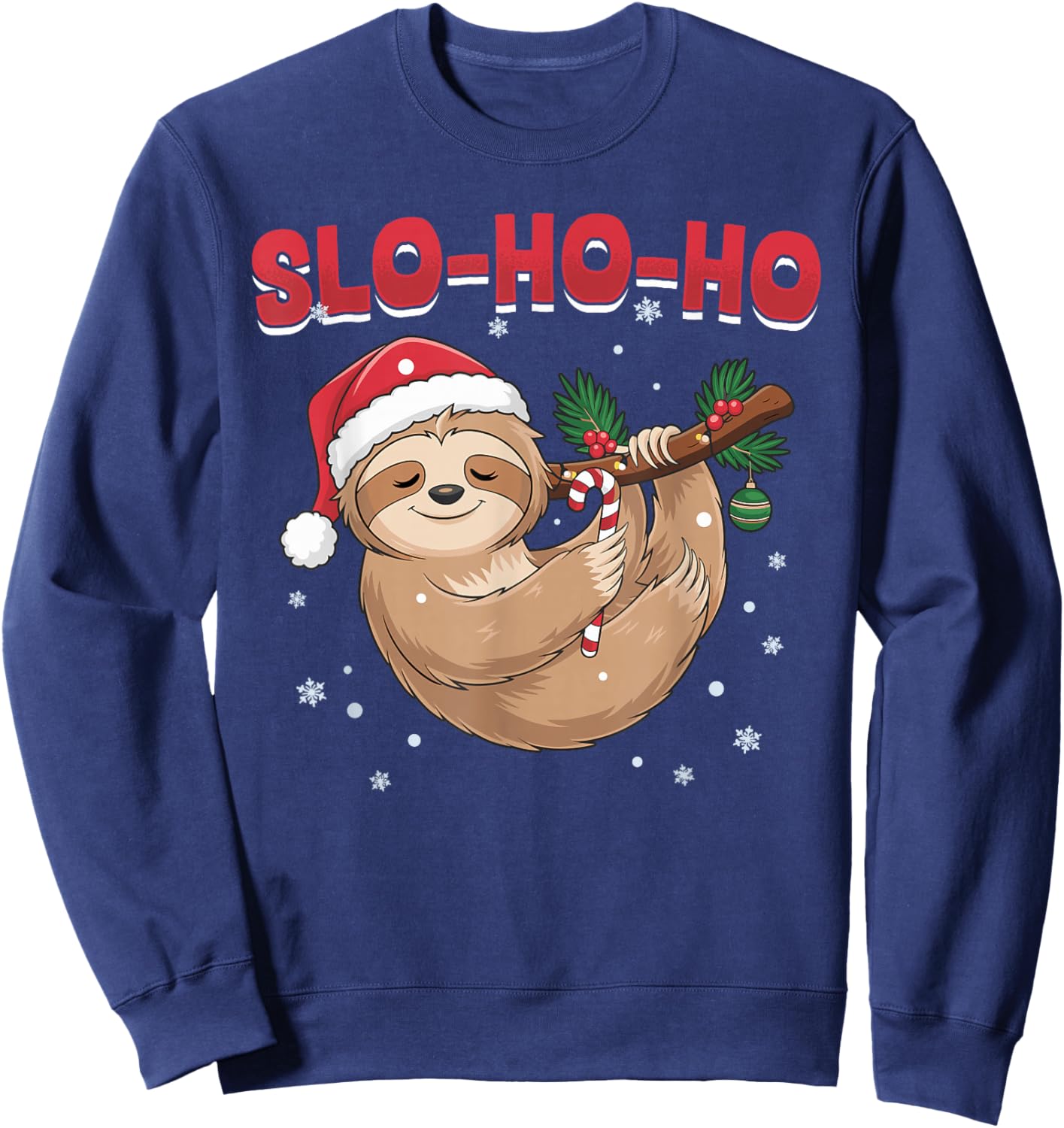 Sloth Christmas Animal Slo-Ho-Ho Sweatshirt - Sweatshirt | Navy