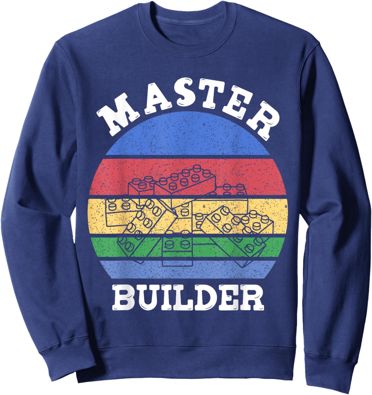 Master Builder Retro Vintage Kids Building Blocks Men Boys Sweatshirt - Sweatshirt | Navy
