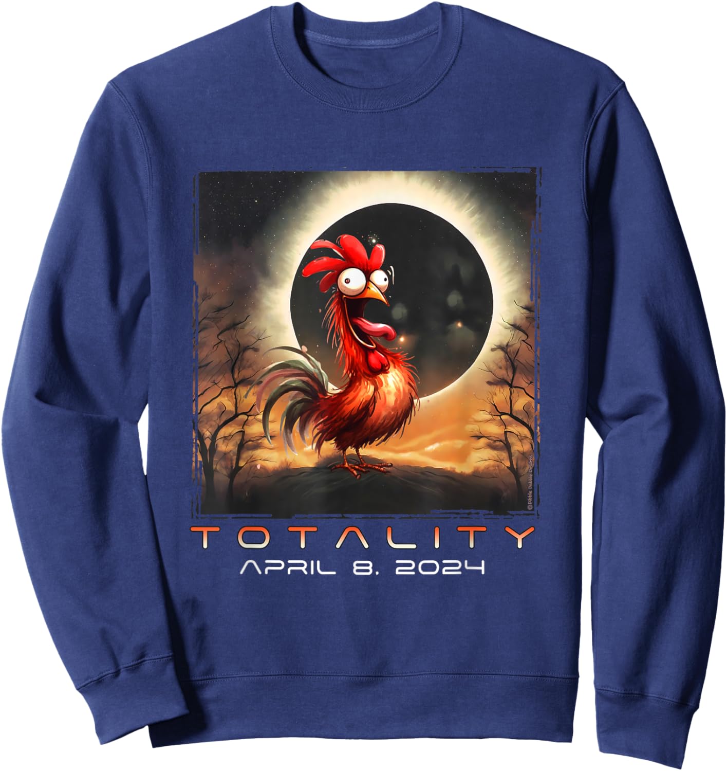 Funny Chicken Total Solar Eclipse Sweatshirt - Sweatshirt | Navy