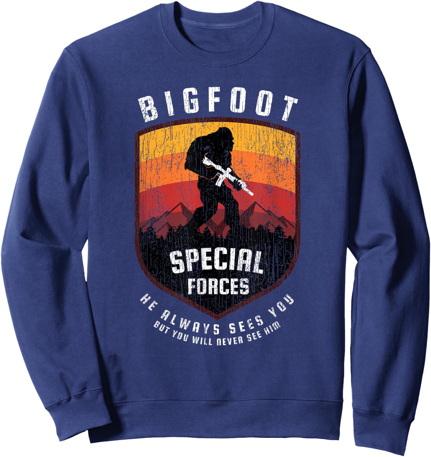 Funny Bigfoot Tactical Special Forces Gift Military Sweatshirt - Sweatshirt | Navy