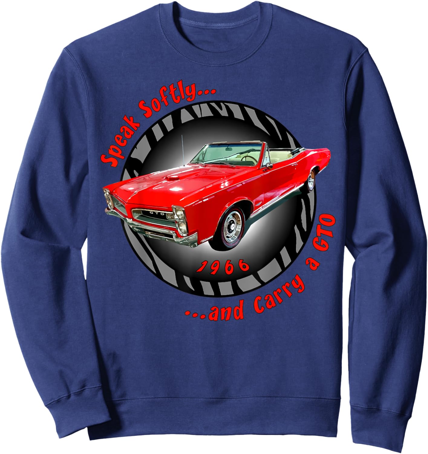 1966 66 GTO Classic Car Old School Muscle Yellow Car Sweatshirt - Sweatshirt | Navy