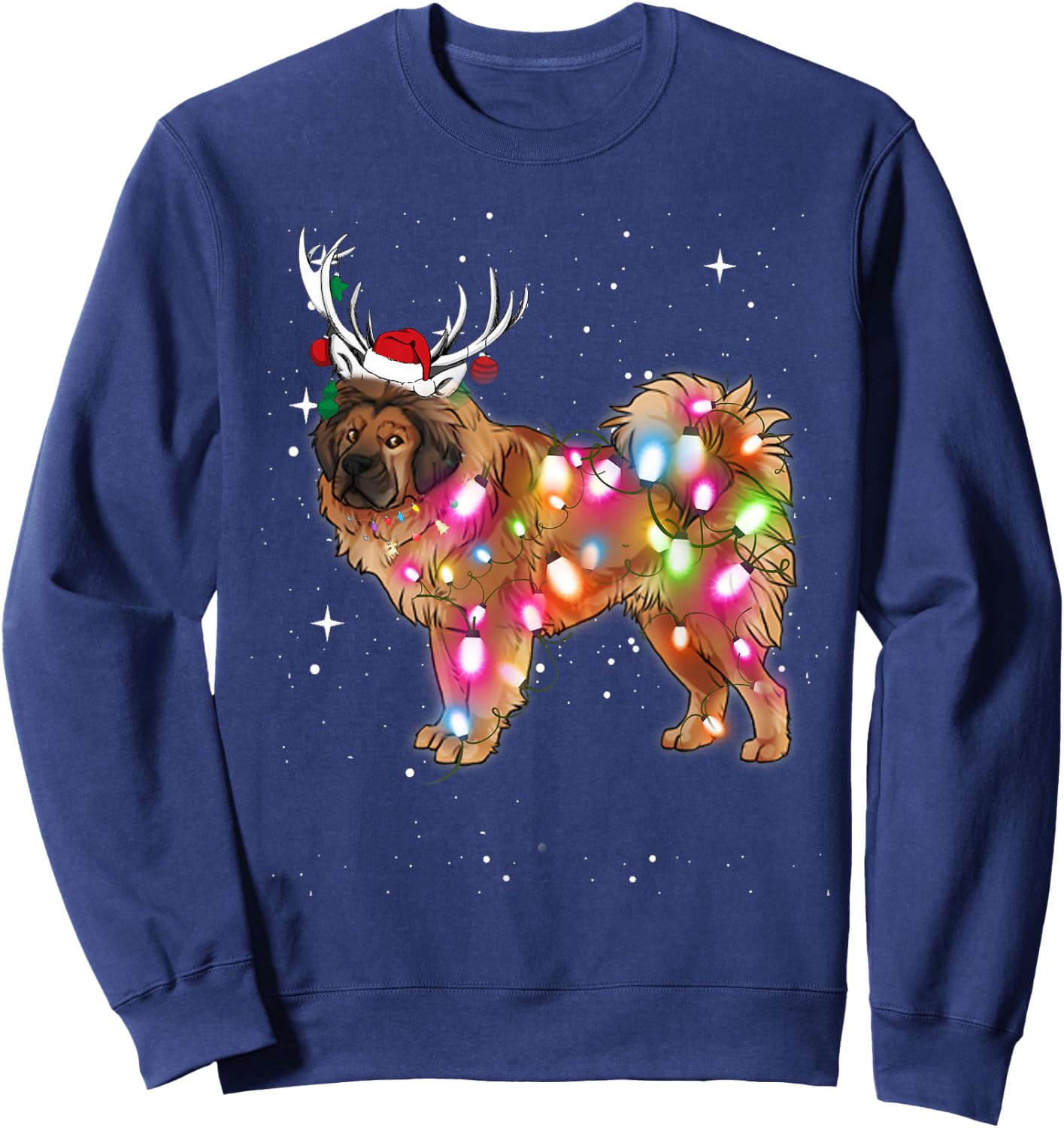 Christmas Lights Tibetan Mastiff Dog Sweatshirt - Sweatshirt | Navy