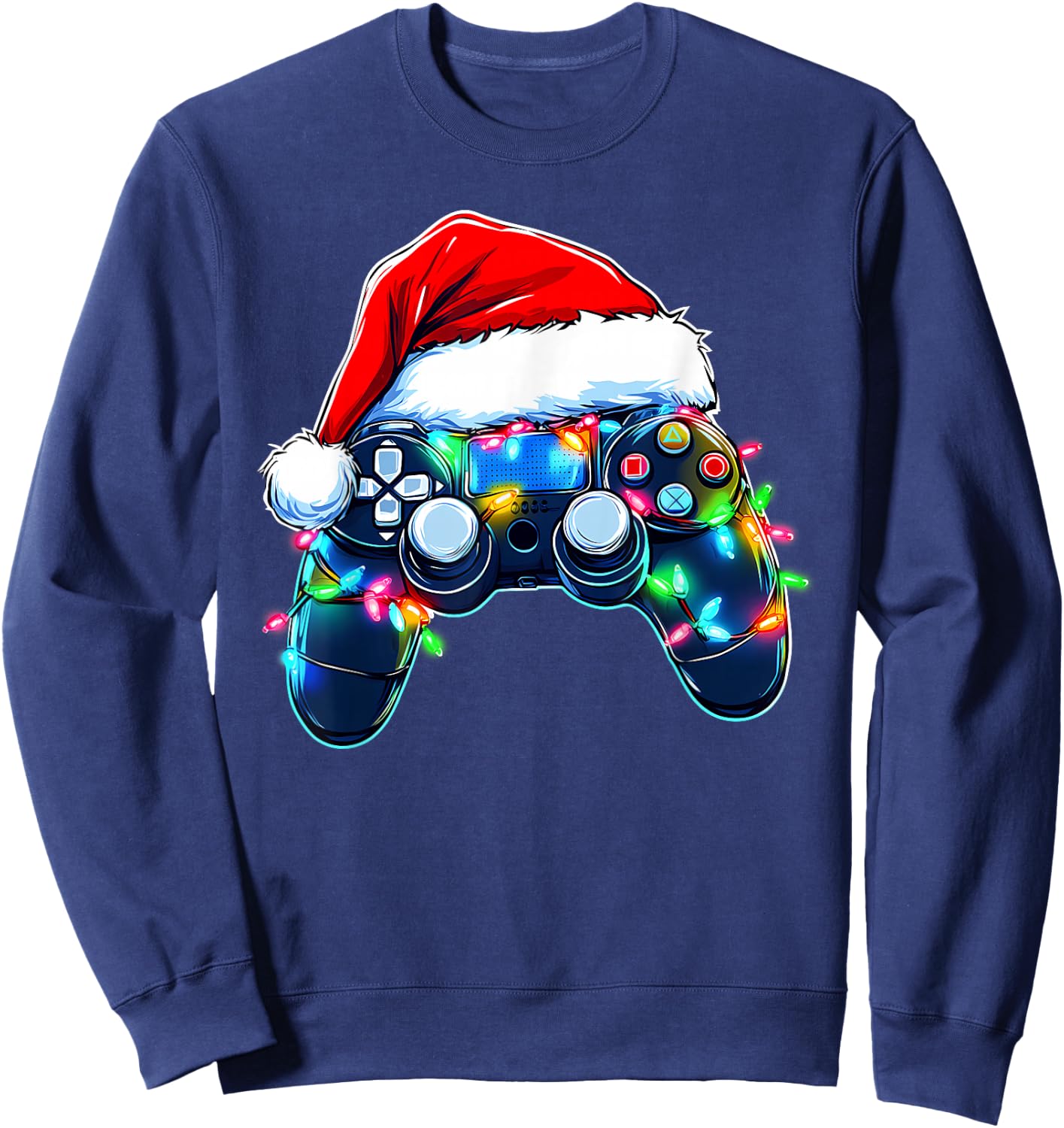 Video Game Controller Christmas Santa Hat Gamer Boys Sweatshirt - Sweatshirt | Navy