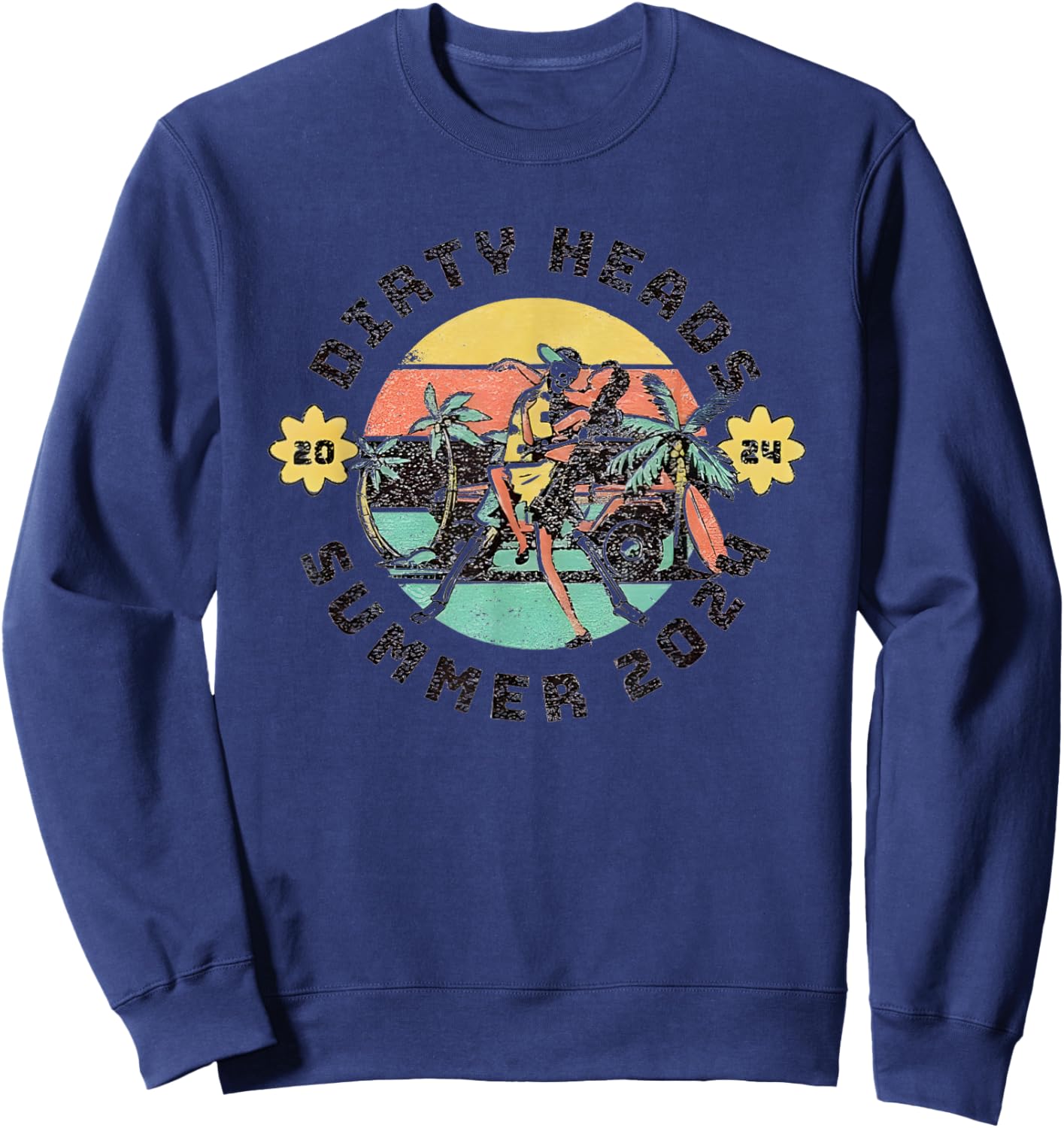 Dirty Heads Retro Summer 2024 Men Women Sweatshirt - Sweatshirt | Navy