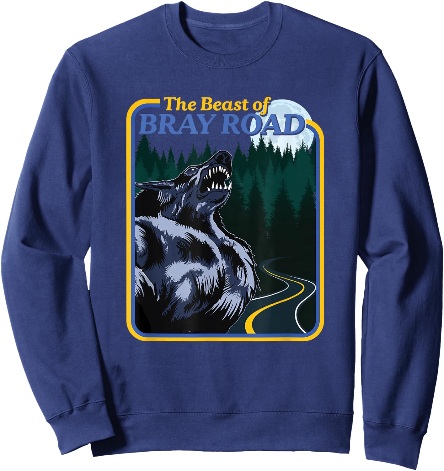 National Introvert Society Retro Wisconsin Dogman Cryptid - Black, Small Sweatshirt - Sweatshirt | Navy