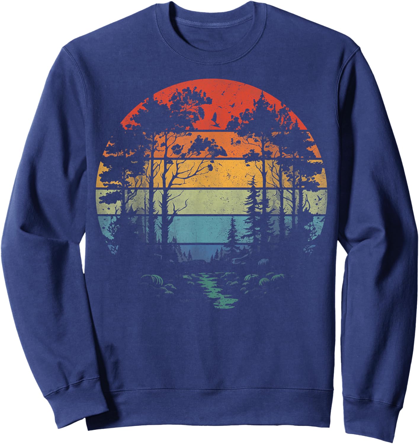 Trees Wildlife Nature Vintage Forest Woman Girl Sweatshirt - Sweatshirt | Navy