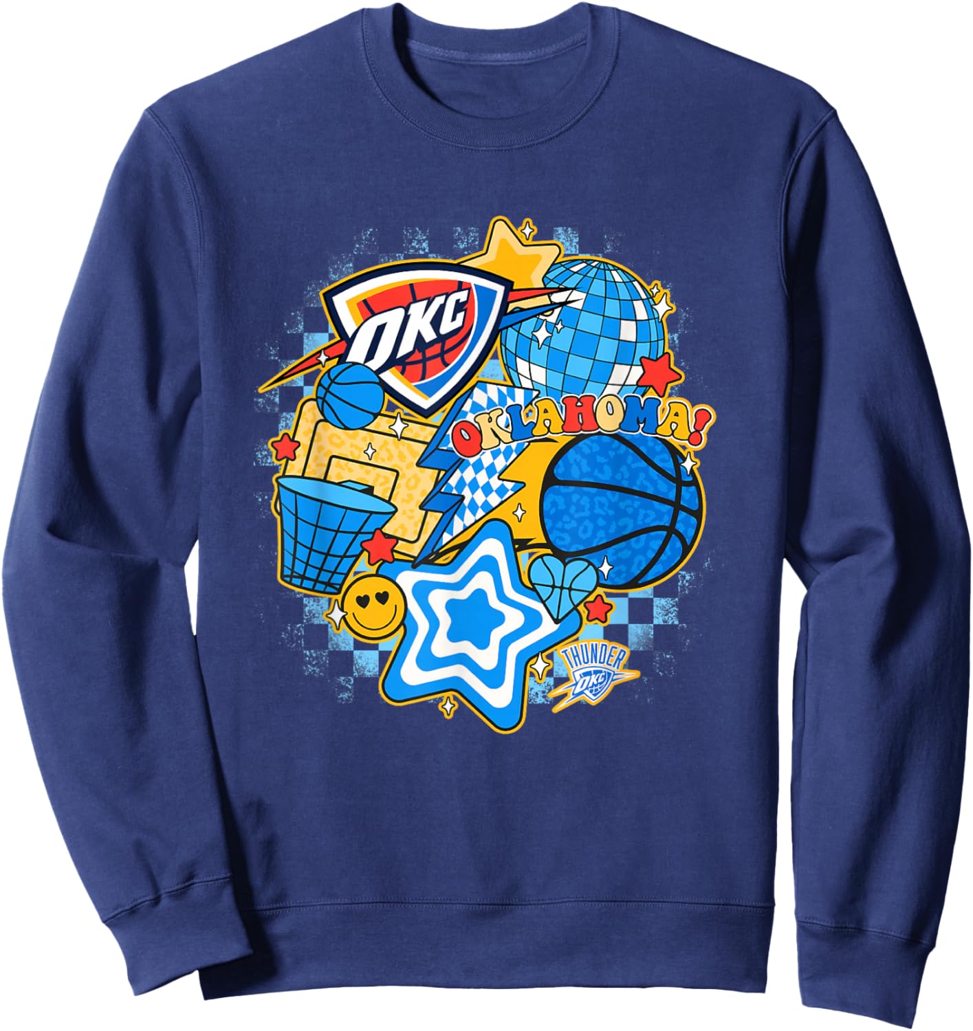 NBA Oklahoma City Thunder Psychedelic Basketball Collage Sweatshirt - Sweatshirt | Navy