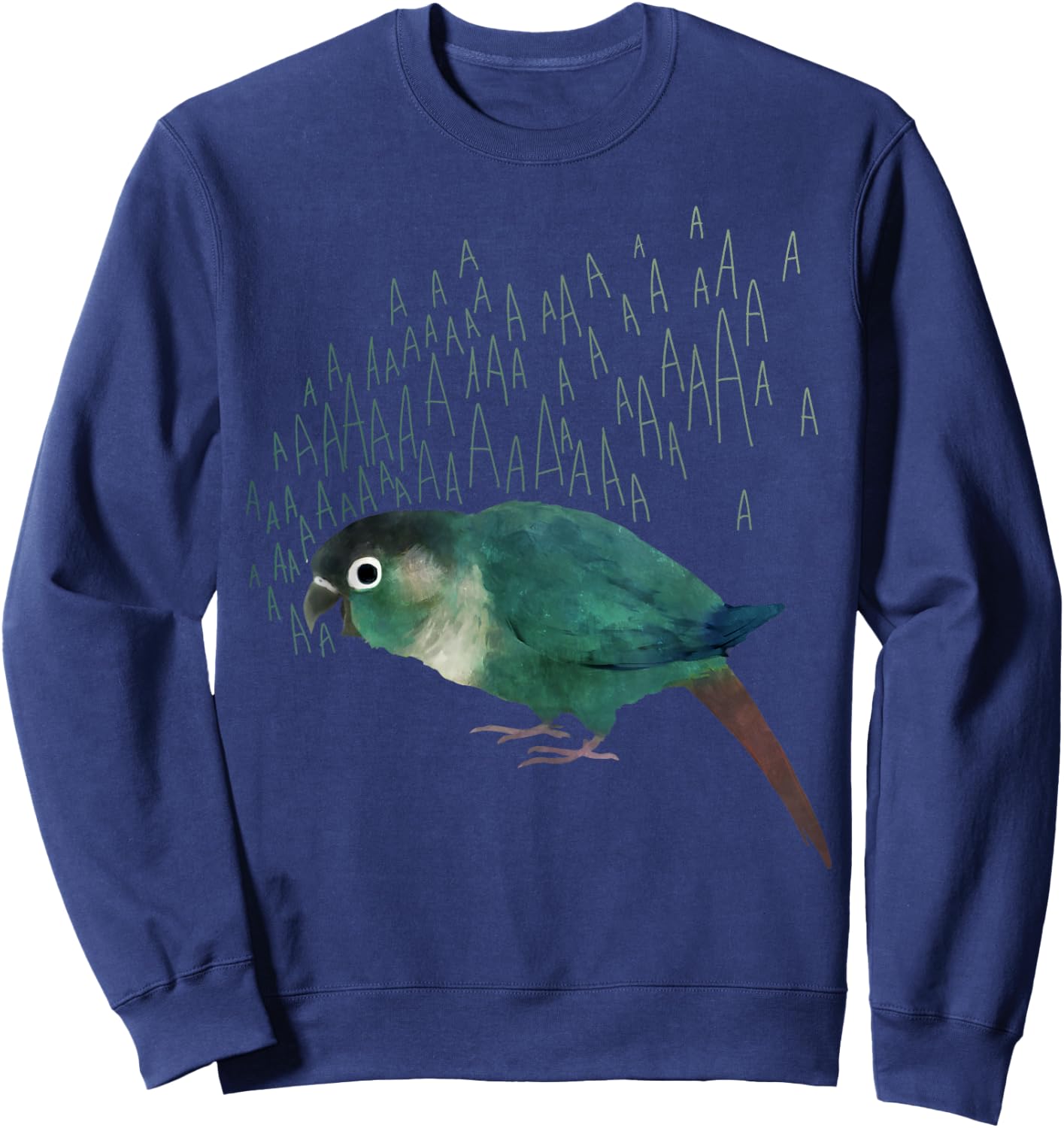 Screaming Turquoise Green Cheek Conure Sweatshirt - Sweatshirt | Navy