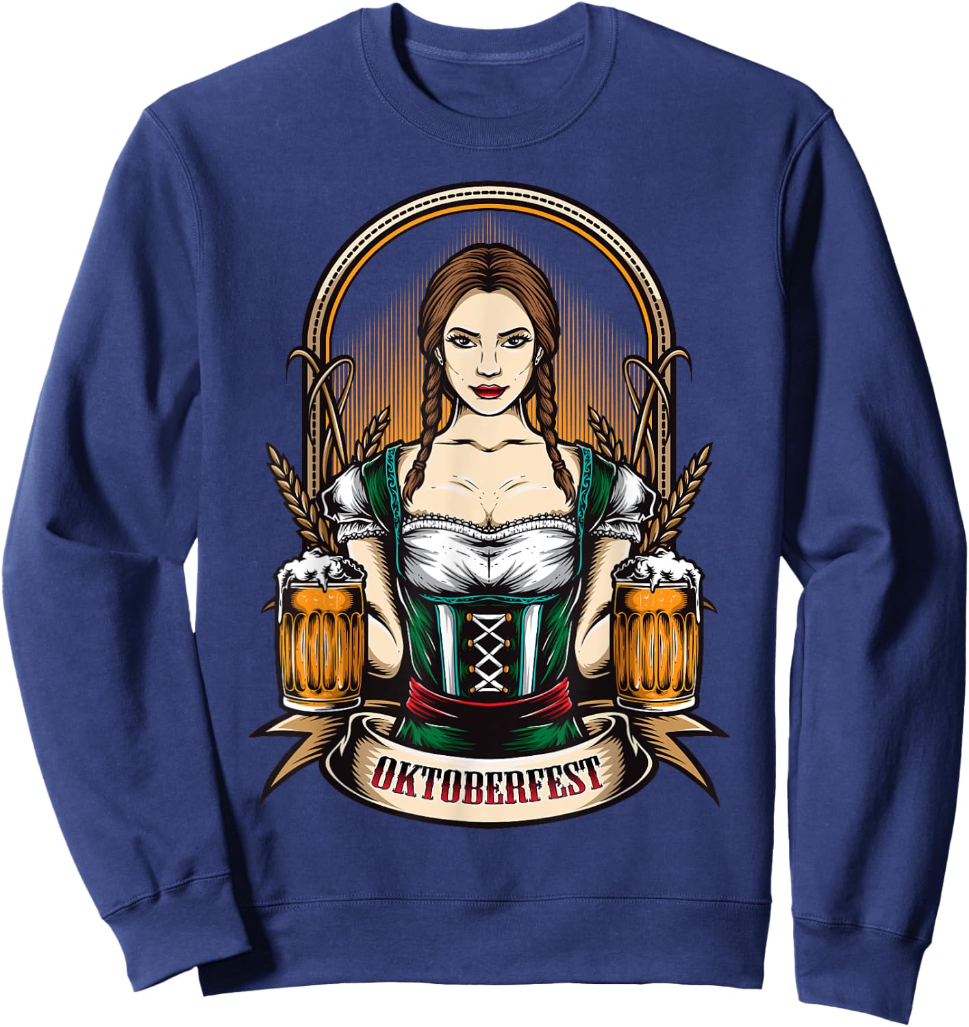Oktoberfest Woman Wearing a Dirndl Dress Beer Outfit Sweatshirt - Sweatshirt | Navy