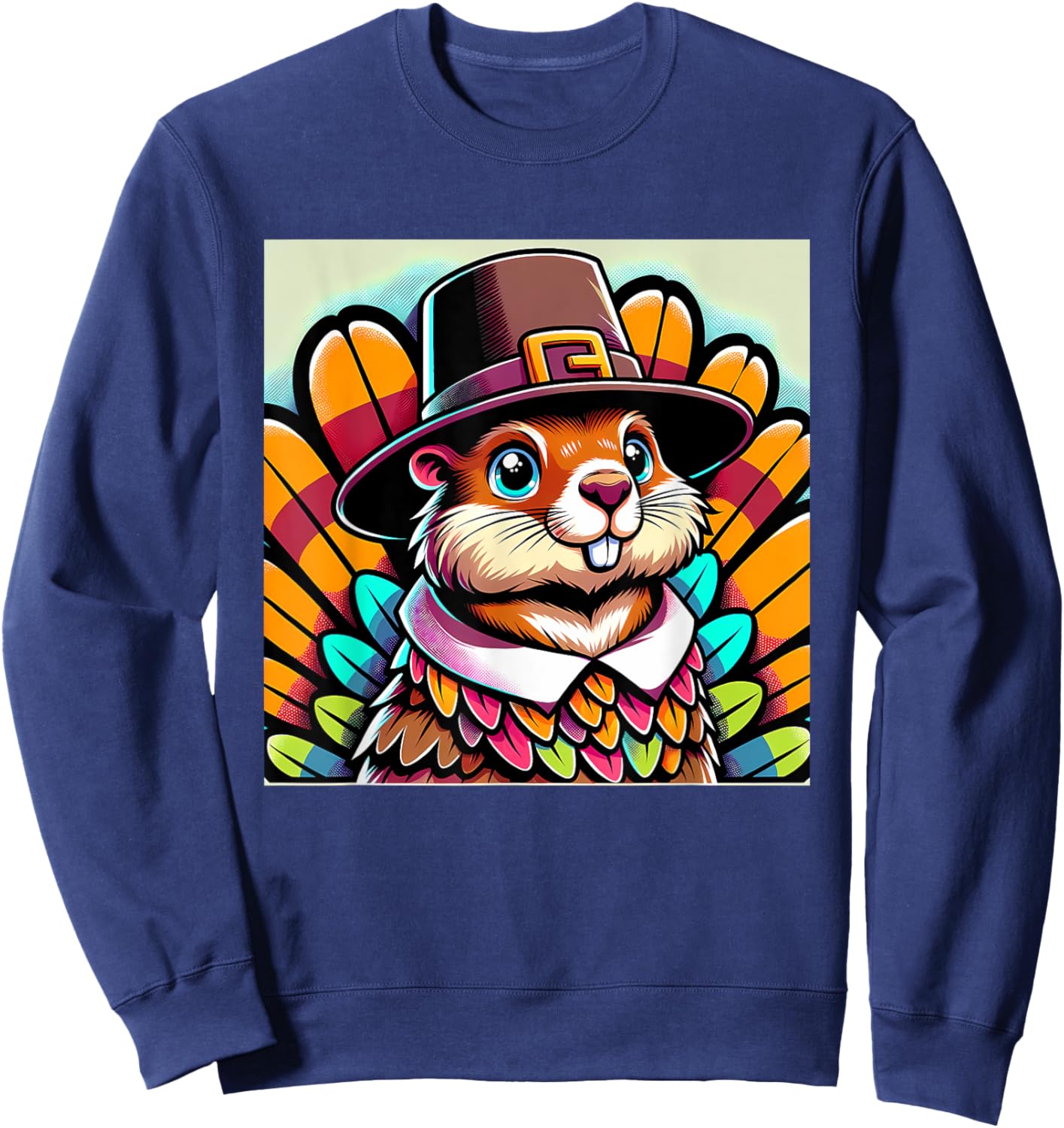 Humor Thanksgiving Turkey Groundhog Sweatshirt - Sweatshirt | Navy