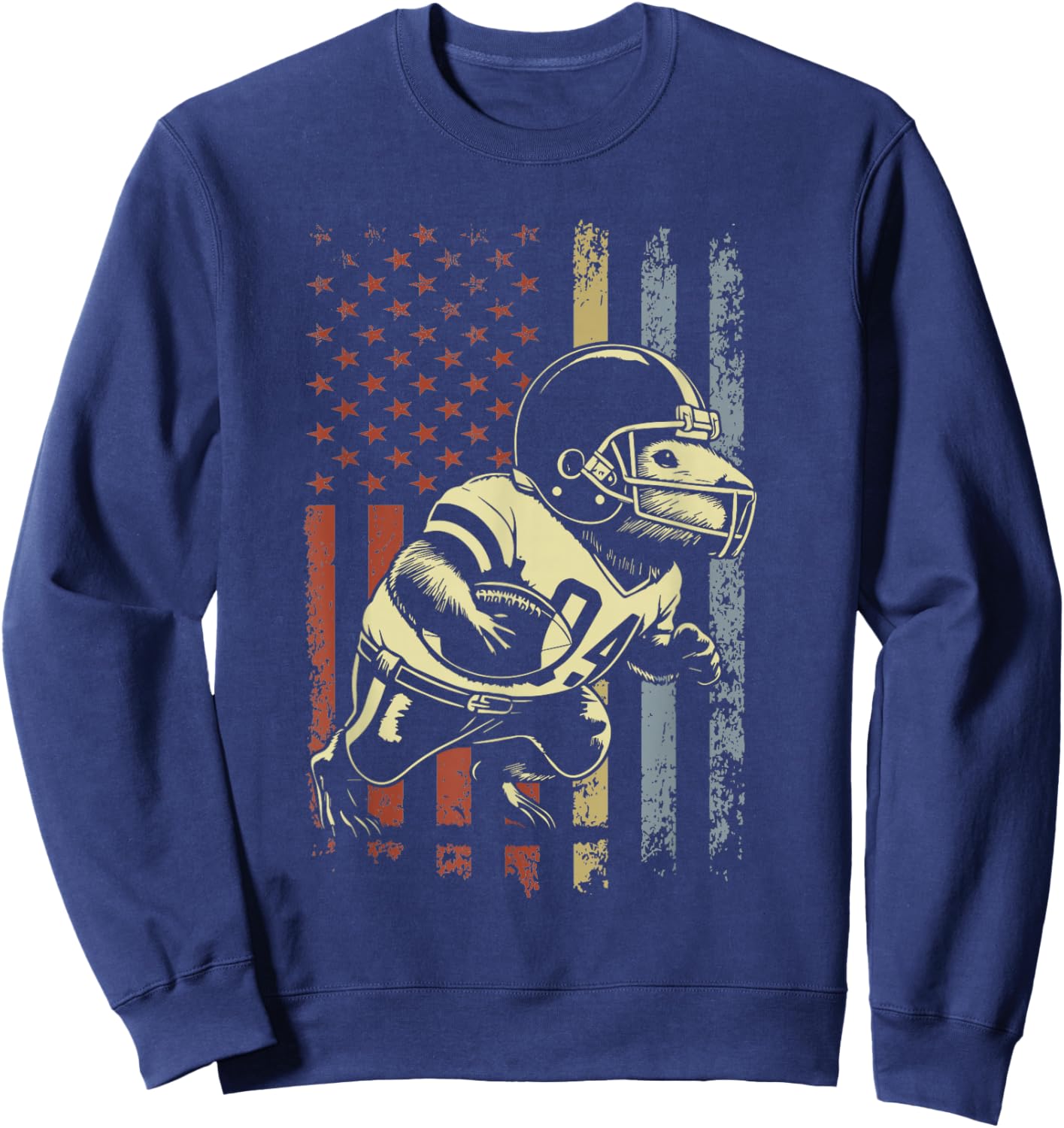 Retro Capybara Football American Flag Capybara Football Sweatshirt - Sweatshirt | Navy