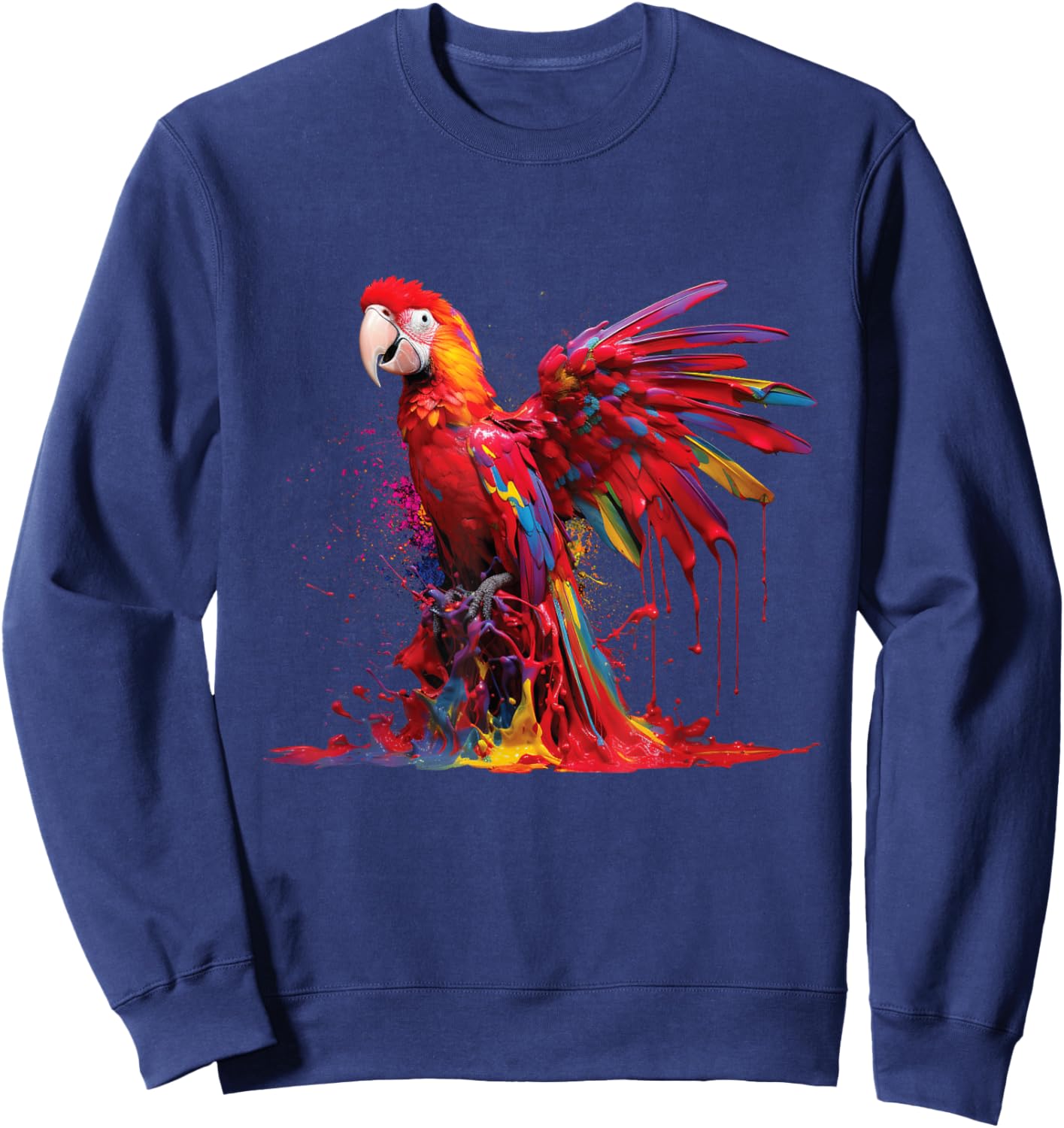 Watercolour Colourful Scarlet Macaw Parrot Bird Painting Sweatshirt - Sweatshirt | Navy
