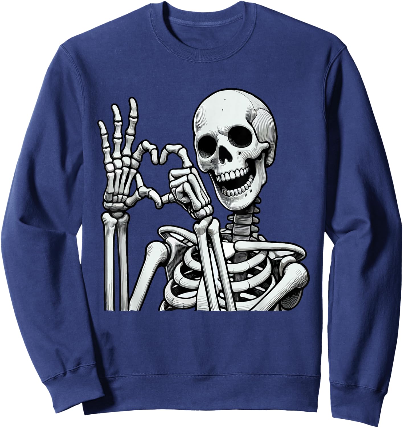 Skeleton Love Hands Halloween Finger Heart Sign Sweatshirt - Sweatshirt | Navy