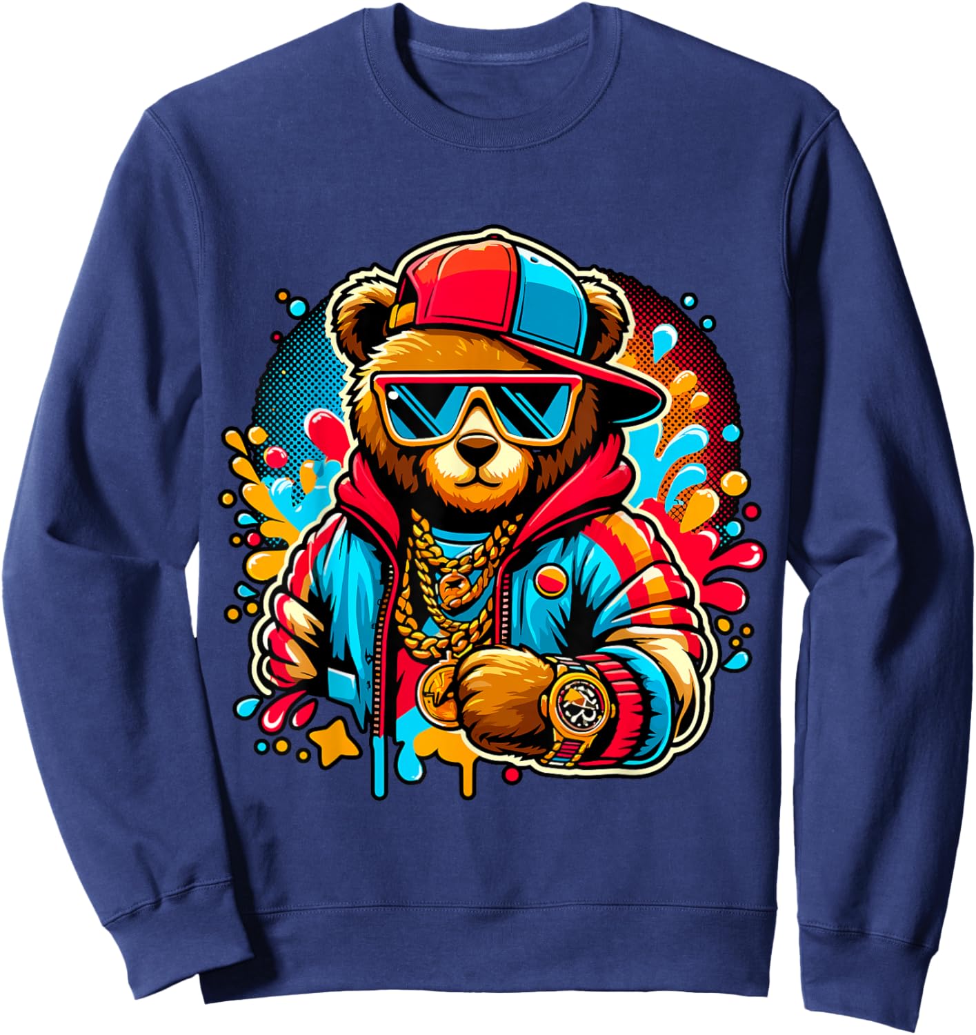 Cool Hip Hop Teddy Bear Sweatshirt - Sweatshirt | Navy