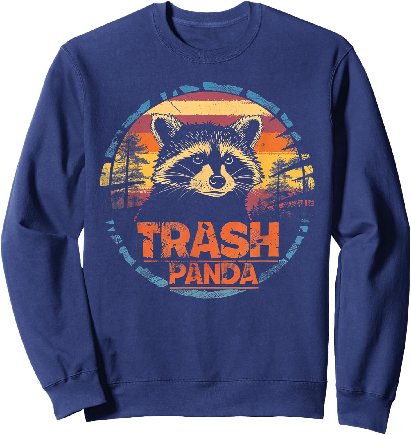 Raccoon Trash Panda - Retro 70s 80s Graphic Vintage Funny Sweatshirt - Sweatshirt | Navy