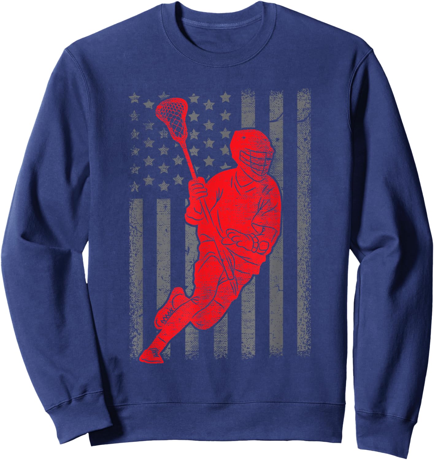 Funny Vintage American Flag Lacrosse USA Sport Gift Men Boys Sweatshirt - Sweatshirt | Navy