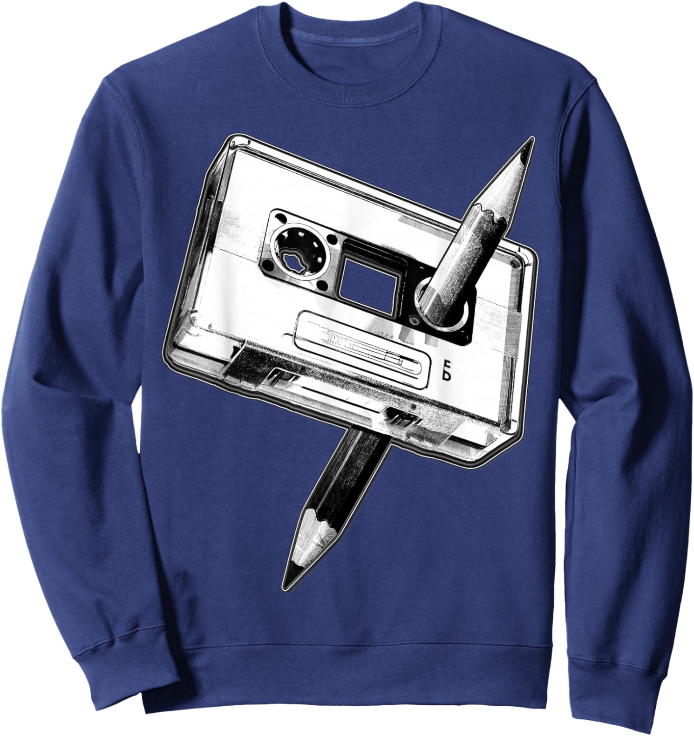 80s Cassette Tape Pencil 1980s Retro Vintage Music Mixtape Sweatshirt - Sweatshirt | Navy