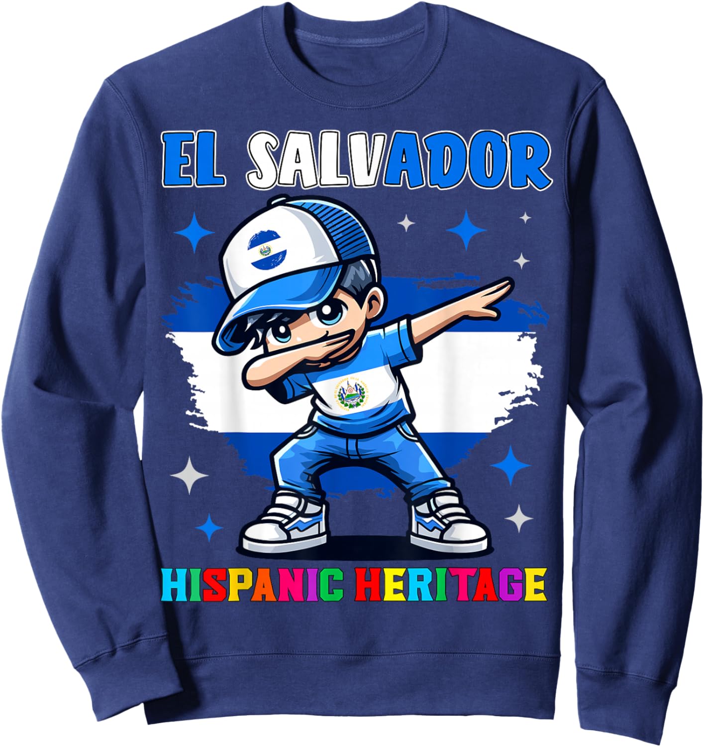 El Salvador Dabbing Kid Hispanic Heritage Celebration Kids Sweatshirt - Sweatshirt | Navy